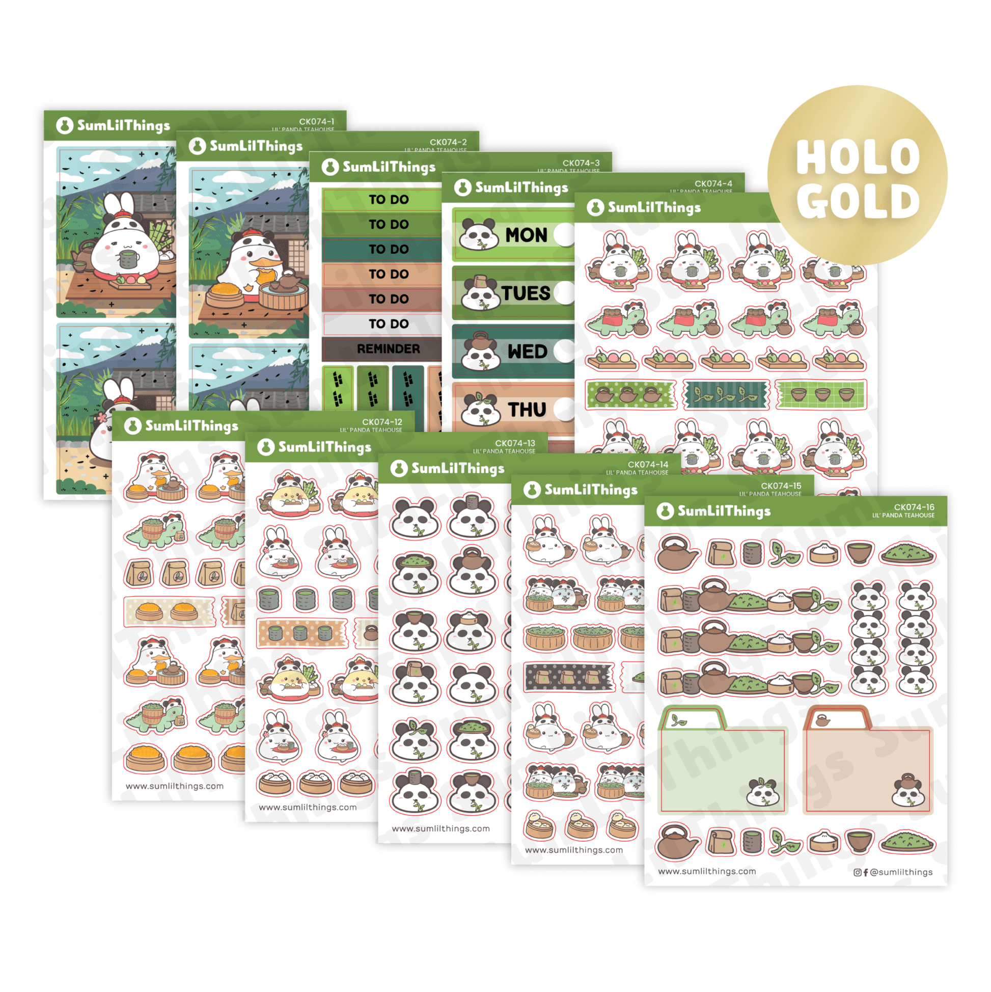 Decorative Kit - Lil' Panda Teahouse (10 Pages) - Holo Foil - SumLilThings