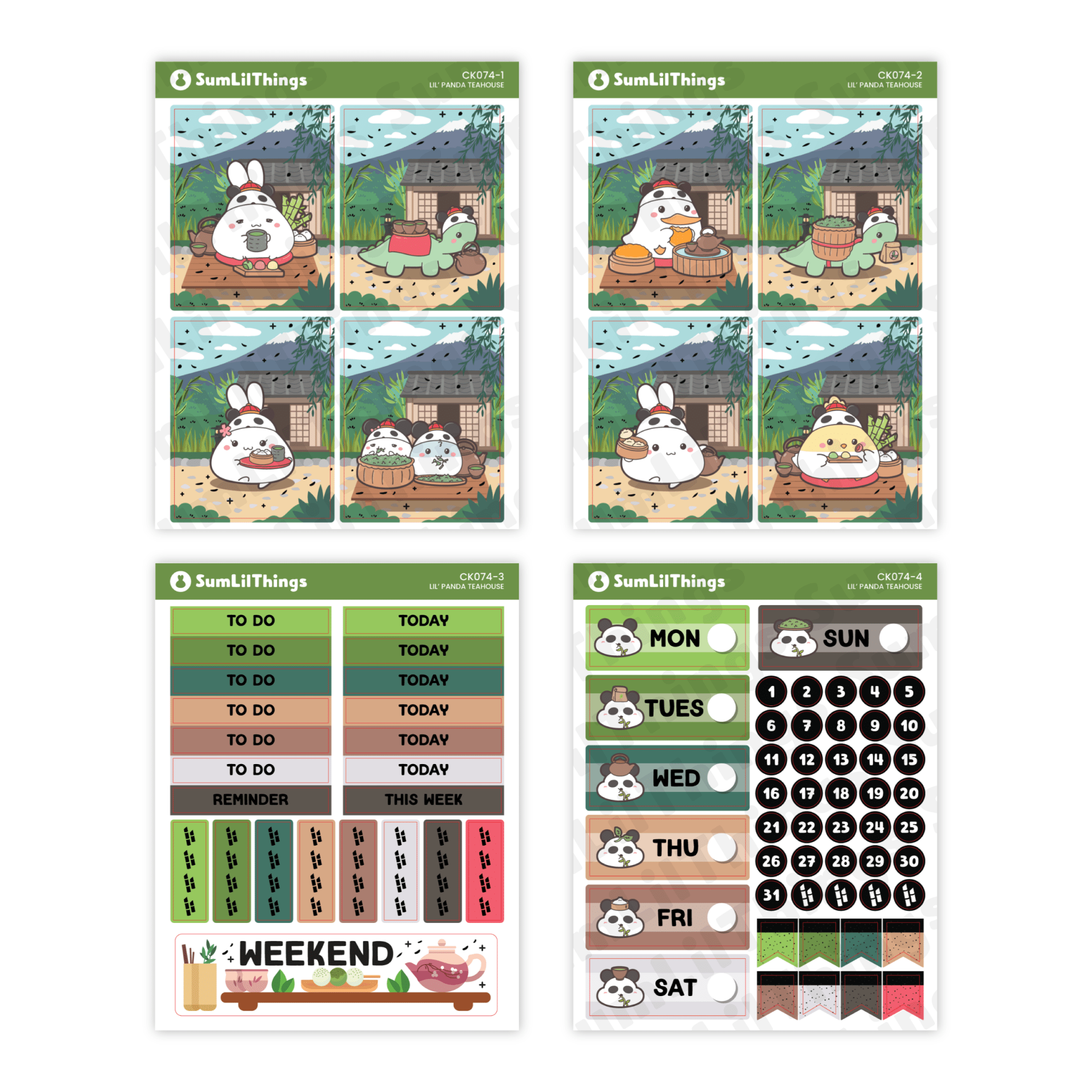 Decorative Kit - Lil' Panda Teahouse (10 Pages) - Holo Foil - SumLilThings