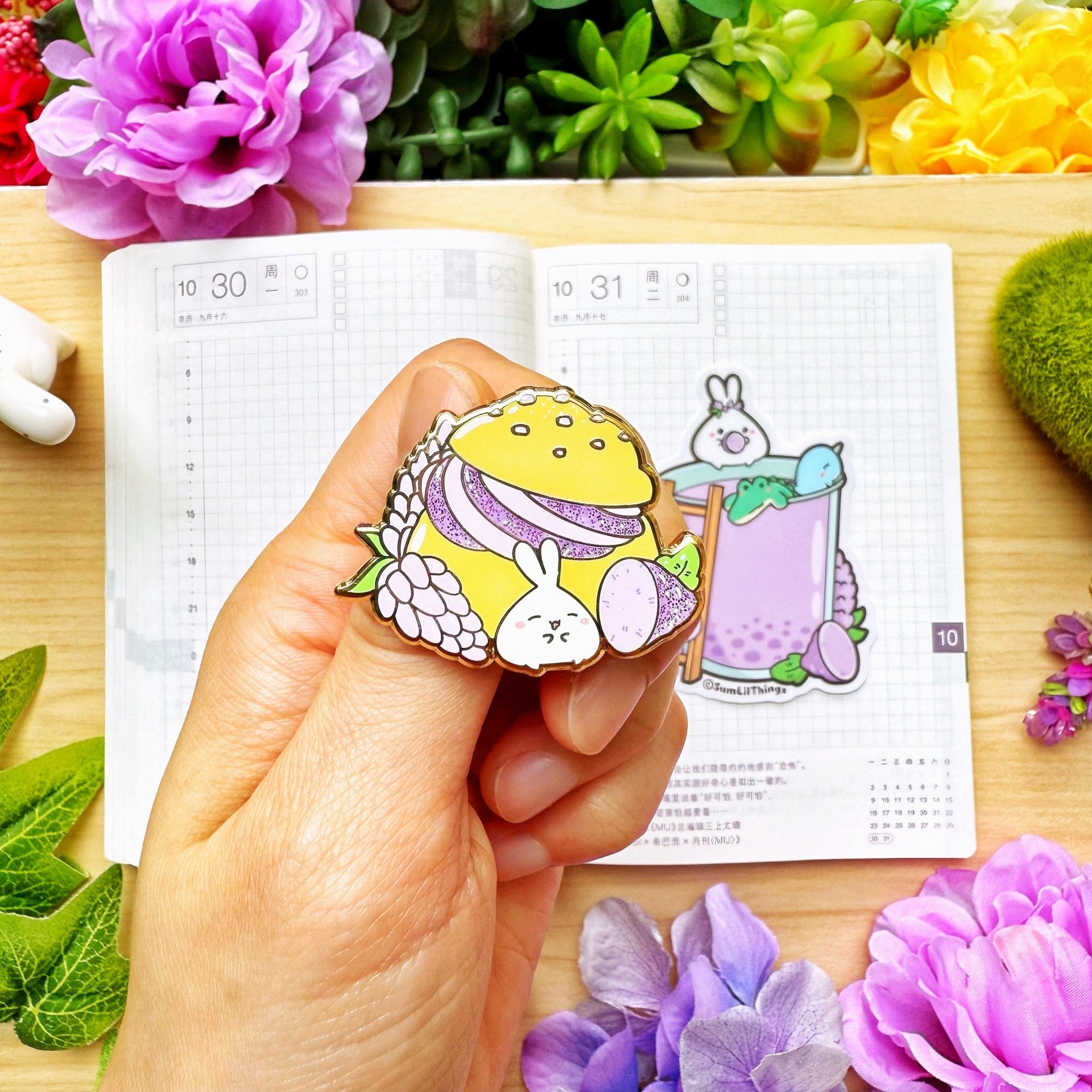 Enamel Pin - Lil' Lavender Creme Puff - SumLilThings