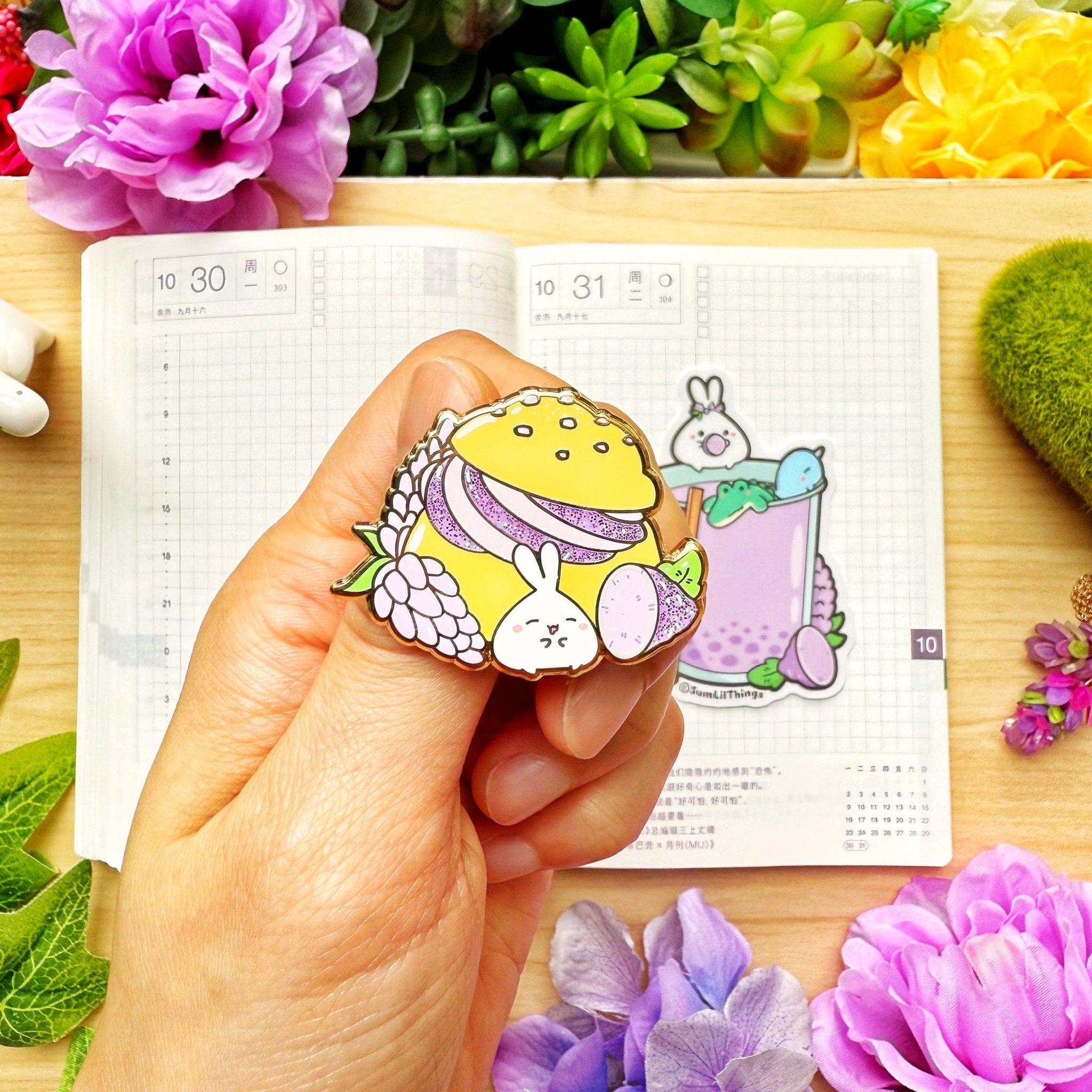 Enamel Pin - Lil' Lavender Creme Puff - SumLilThings