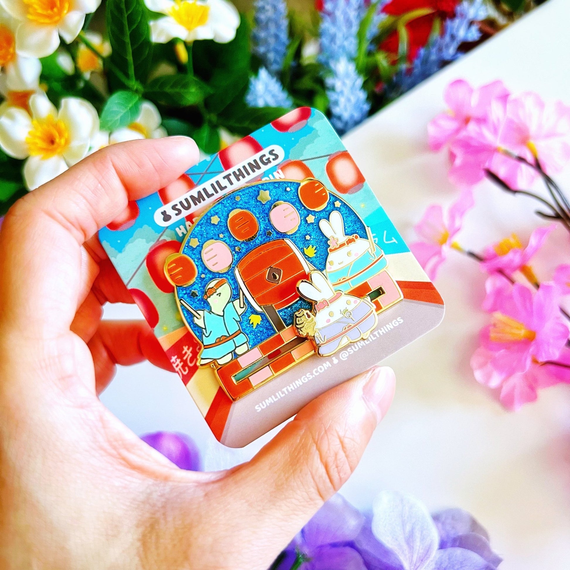 Enamel Pin - Lil' Taiko Performance (Interactive Slider) - SumLilThings