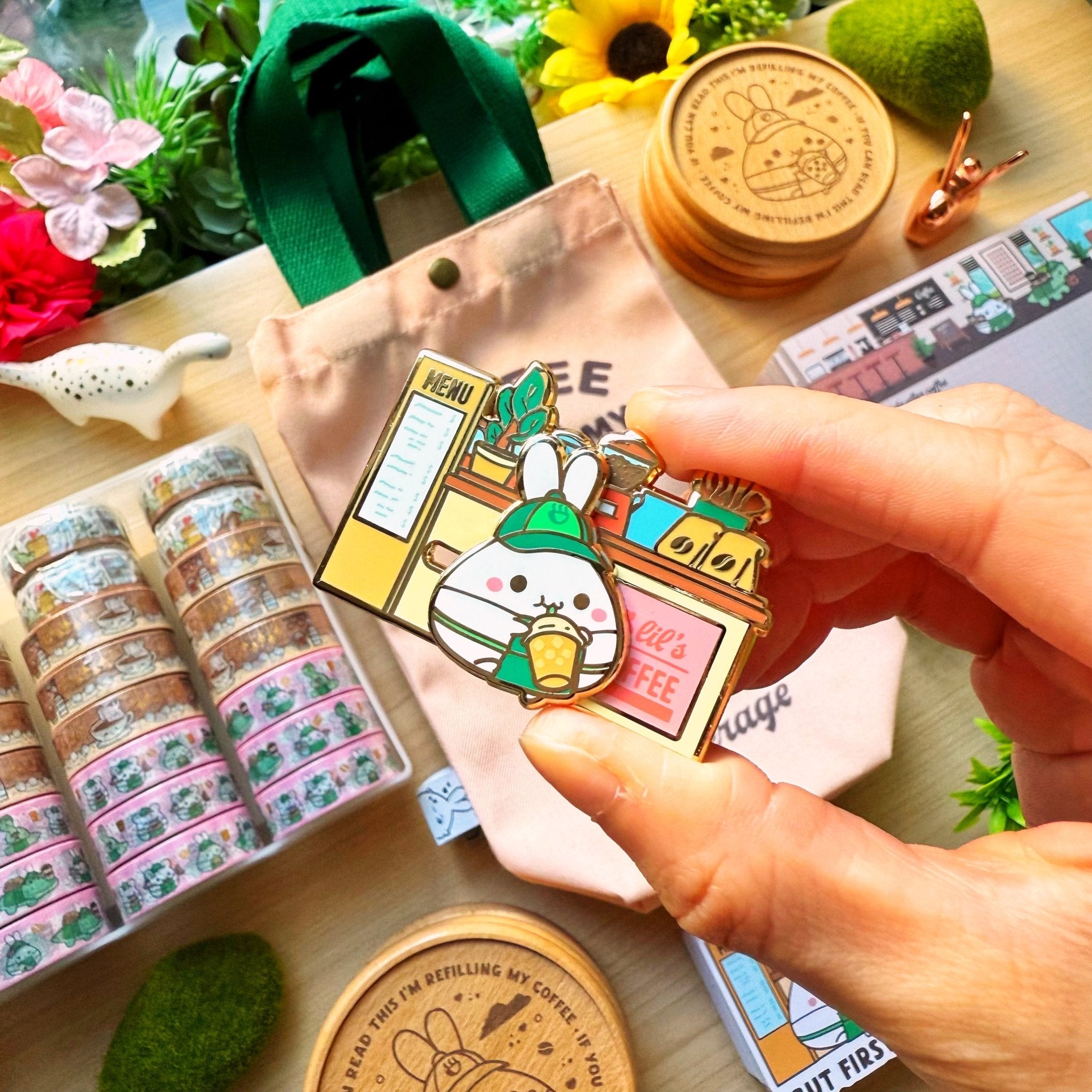 Enamel Pin - Lil&#39;s Coffee Shop (Interactive Slider) - SumLilThings