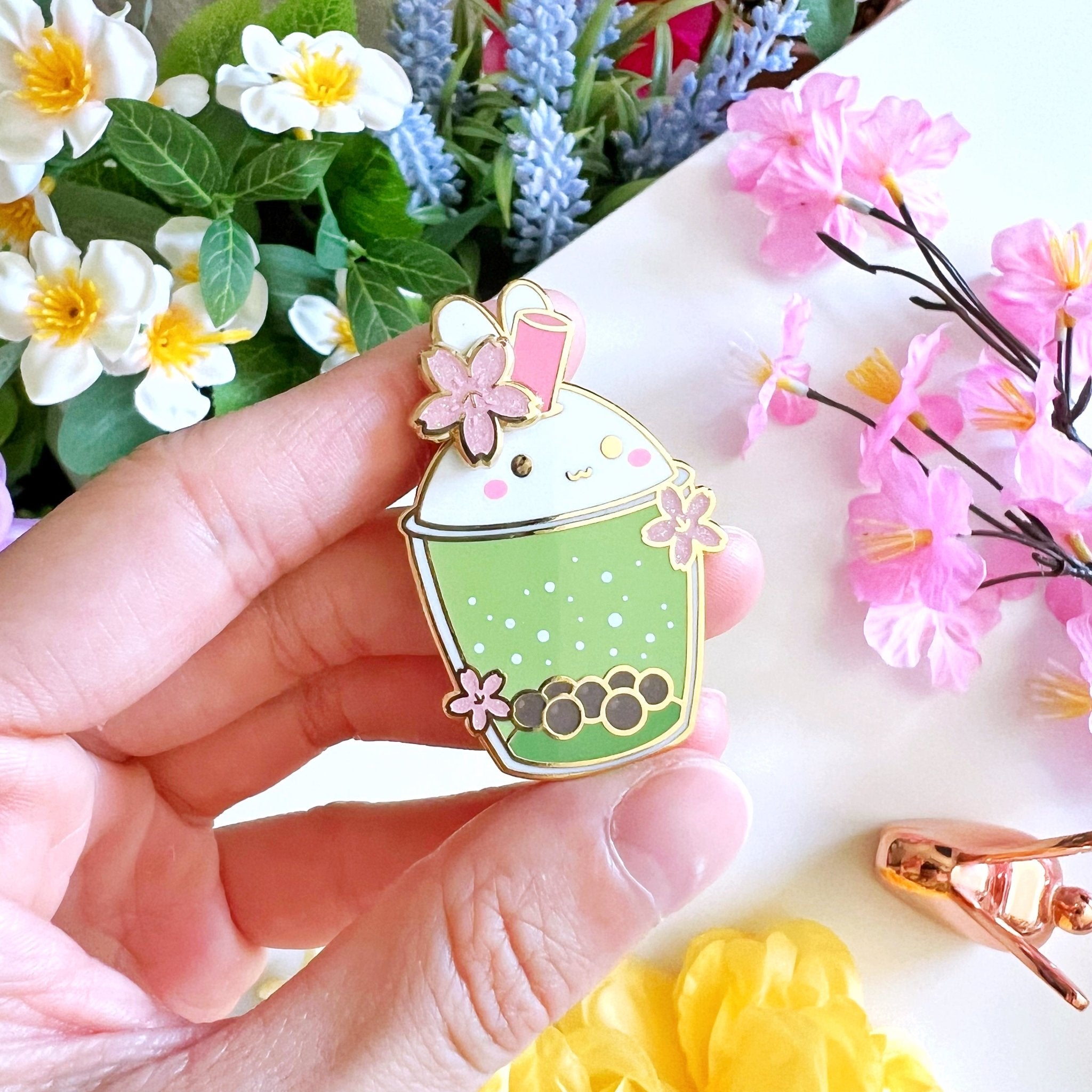 Enamel Pin - Matcha Boba (Interactive Spinner) - SumLilThings