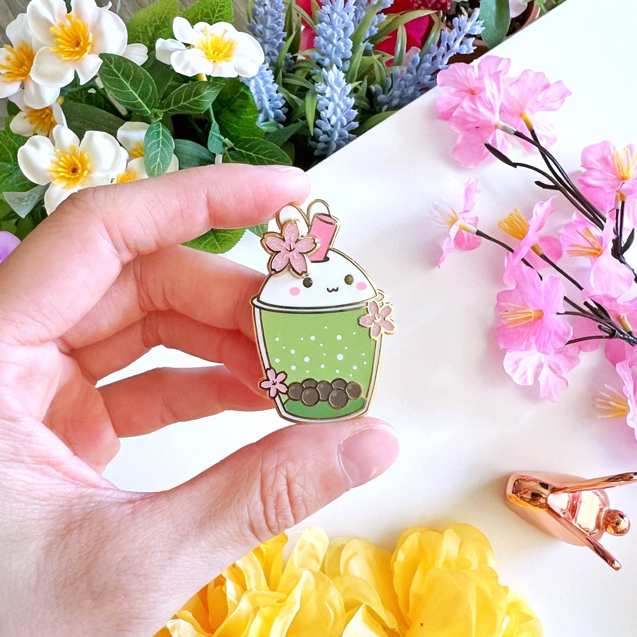 Enamel Pin - Matcha Boba (Interactive Spinner) - SumLilThings