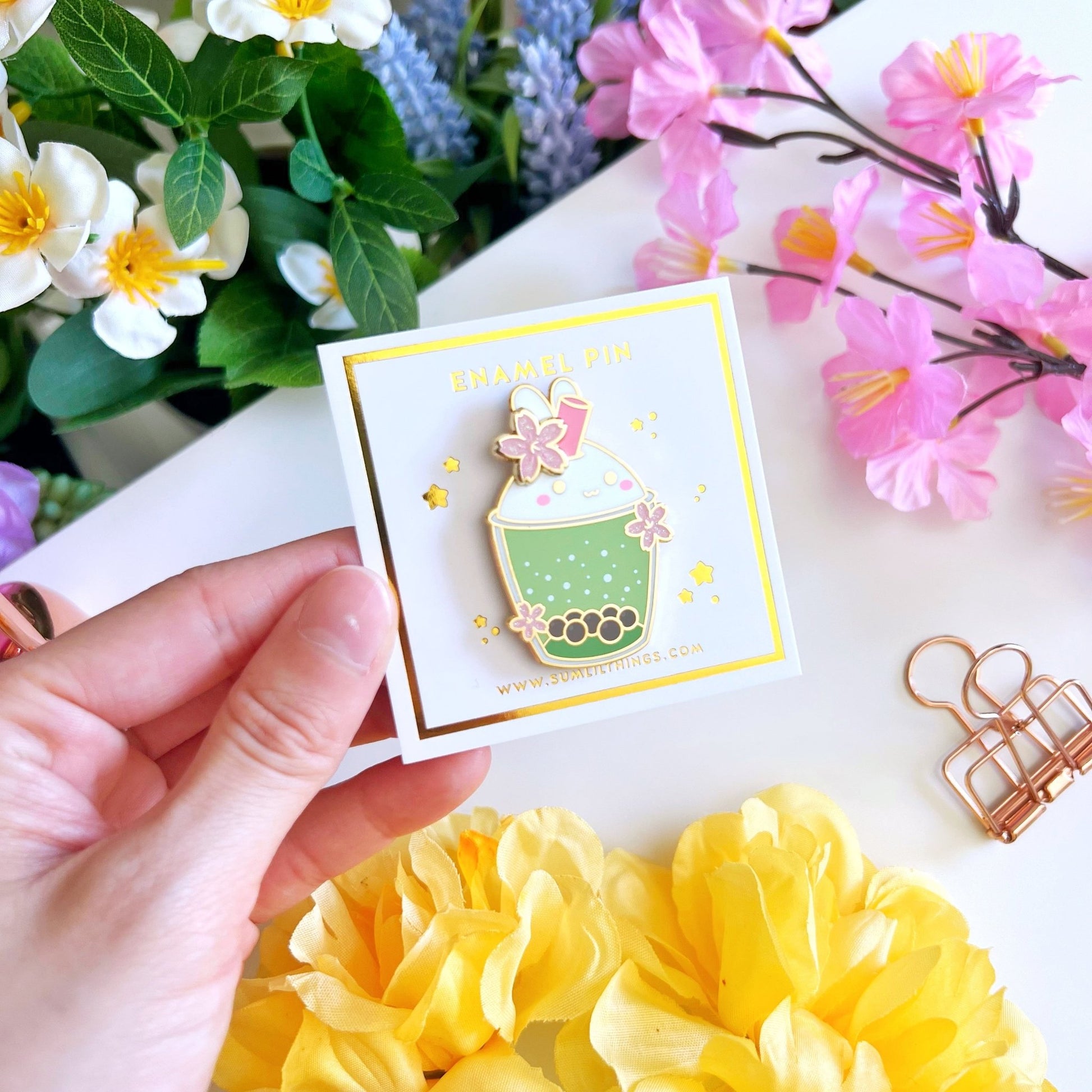 Enamel Pin - Matcha Boba (Interactive Spinner) - SumLilThings