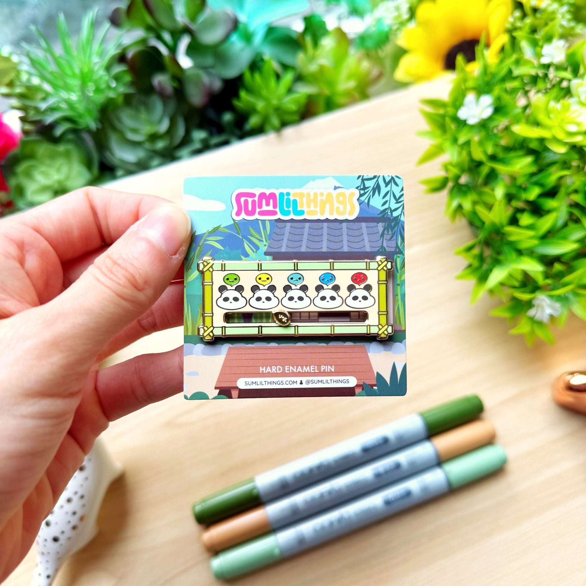 Enamel Pin - Panda Mood Slider (Interactive) - SumLilThings