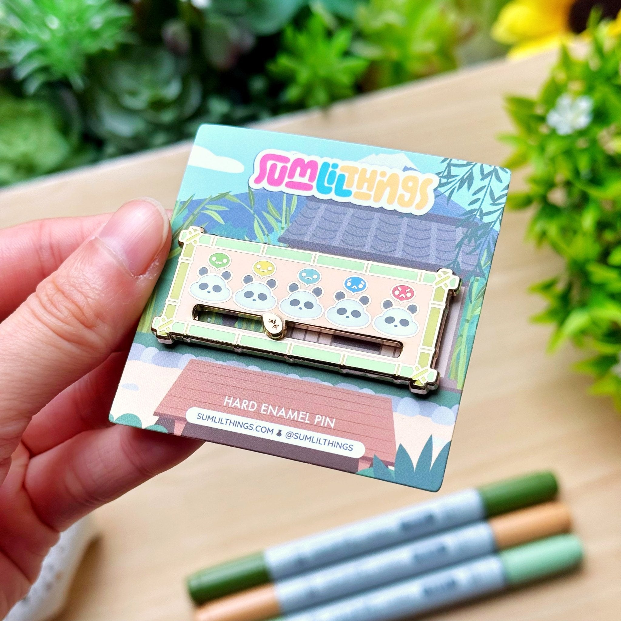 Enamel Pin - Panda Mood Slider (Interactive) - SumLilThings
