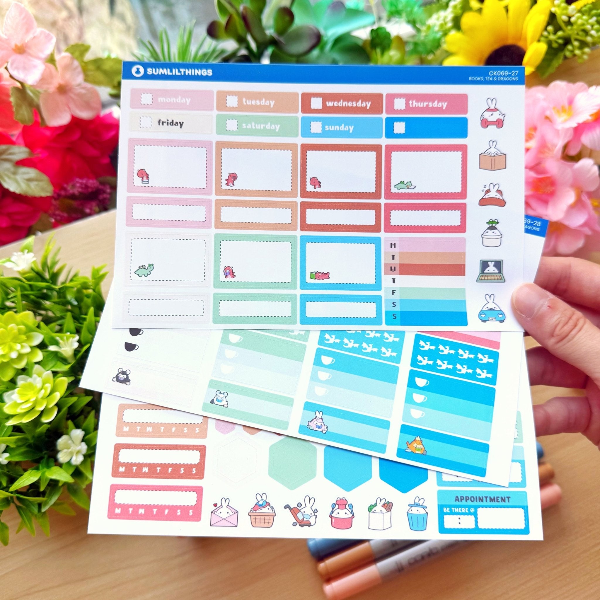 Hobonichi COUSIN - Books, Dragons & Tea - Gold Foil - SumLilThings