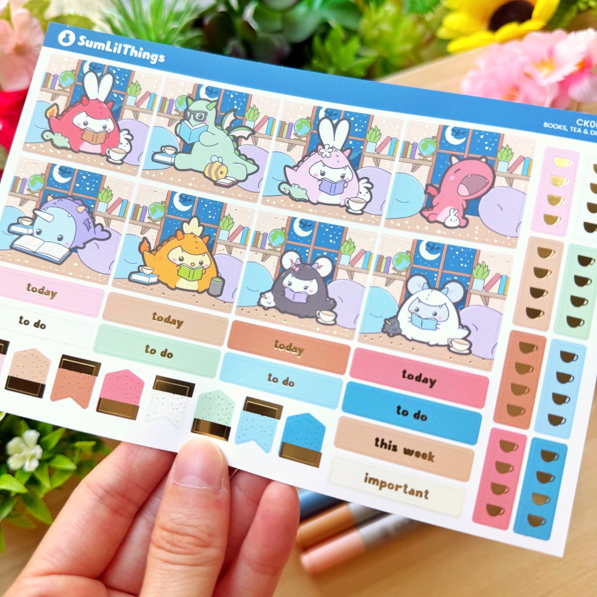 Hobonichi COUSIN - Books, Dragons & Tea - Gold Foil - SumLilThings