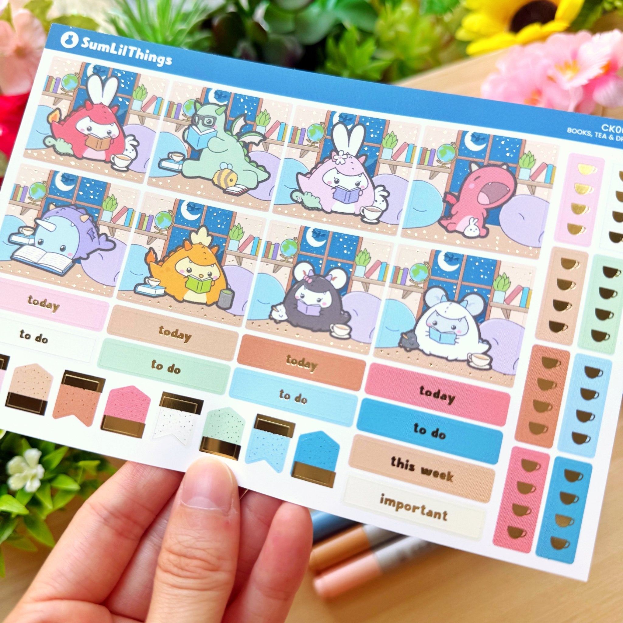 Hobonichi COUSIN - Books, Dragons & Tea - Gold Foil - SumLilThings