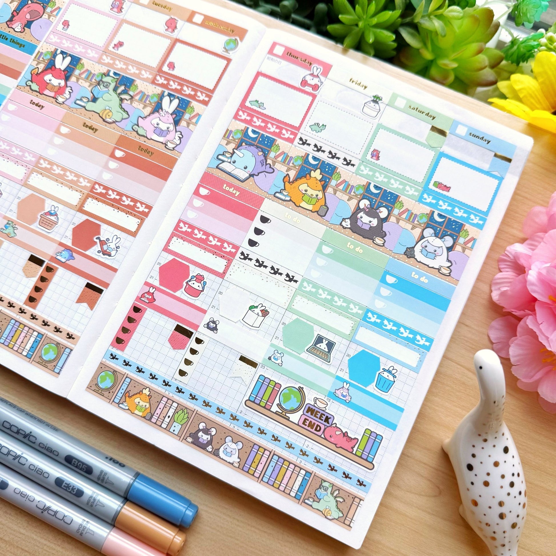 Hobonichi COUSIN - Books, Dragons & Tea - Gold Foil - SumLilThings