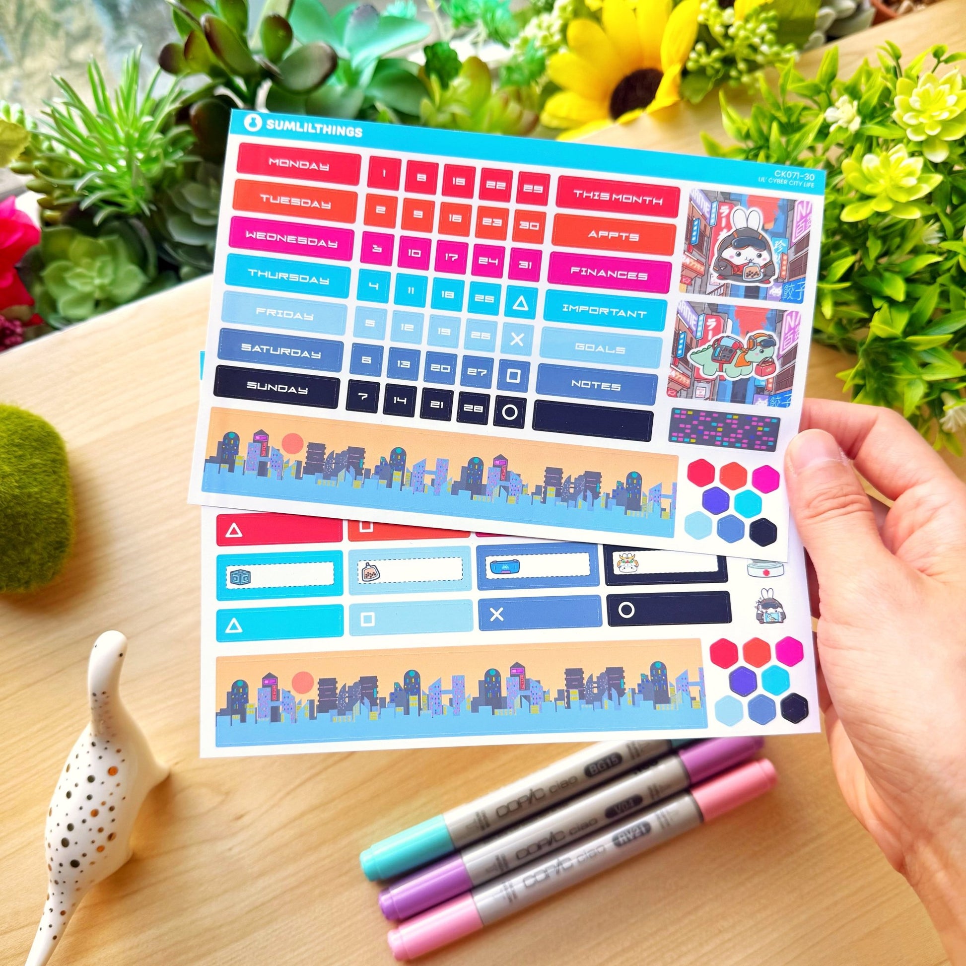 Hobonichi COUSIN - Lil' Cyber City Life - Holo Gold Foil - SumLilThings