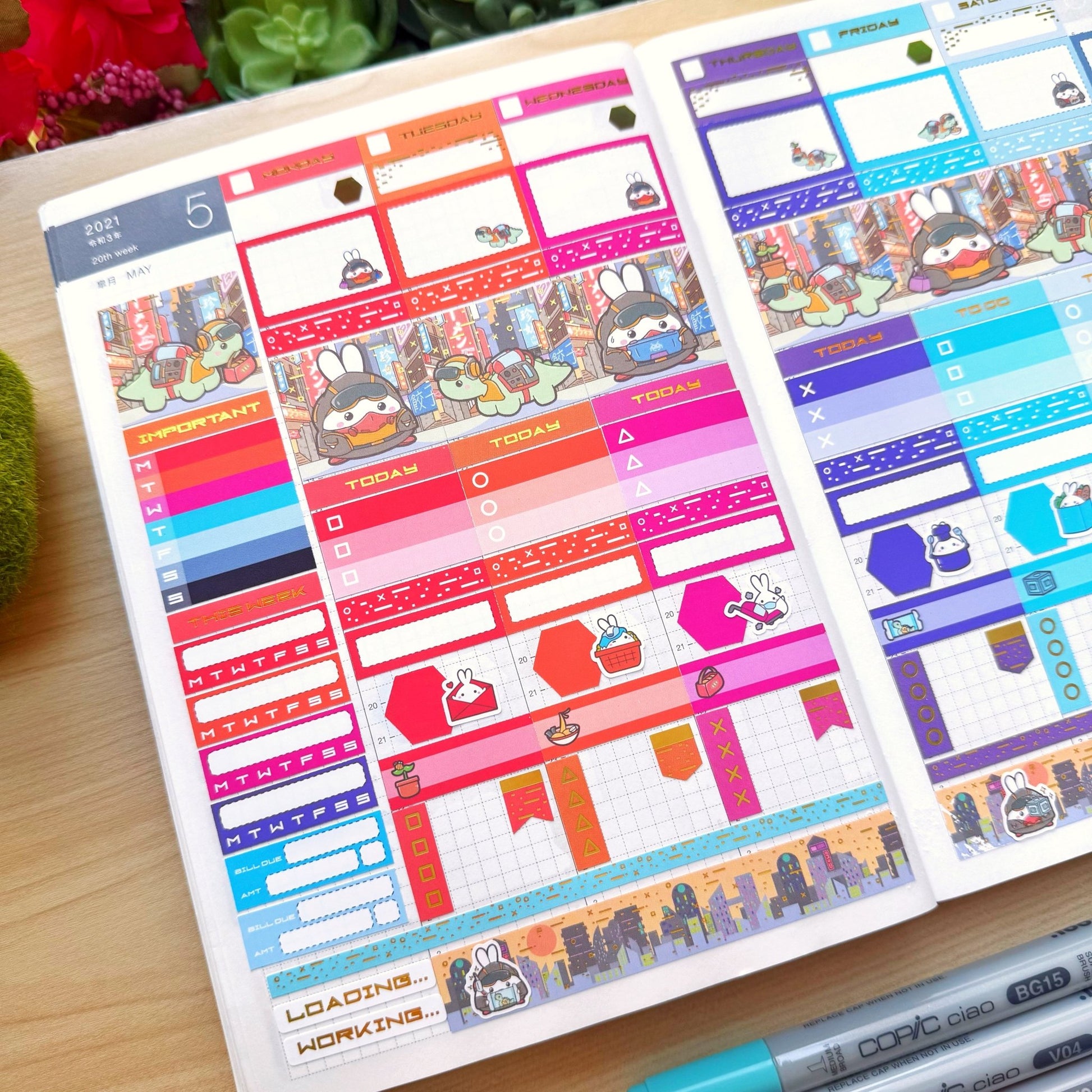 Hobonichi COUSIN - Lil' Cyber City Life - Holo Gold Foil - SumLilThings