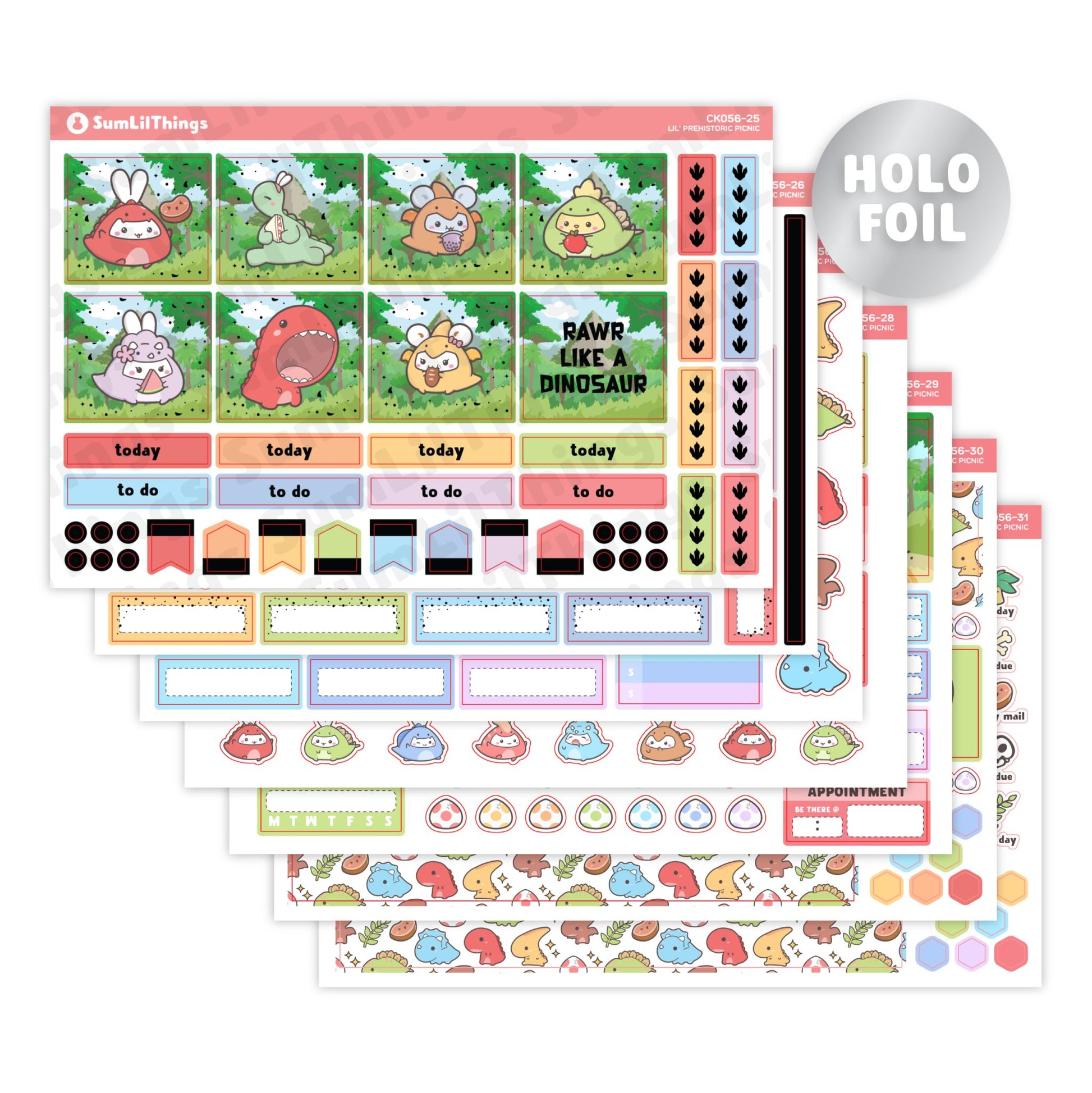 Hobonichi COUSIN - Lil' Dino Picnic- Holo Foil - SumLilThings