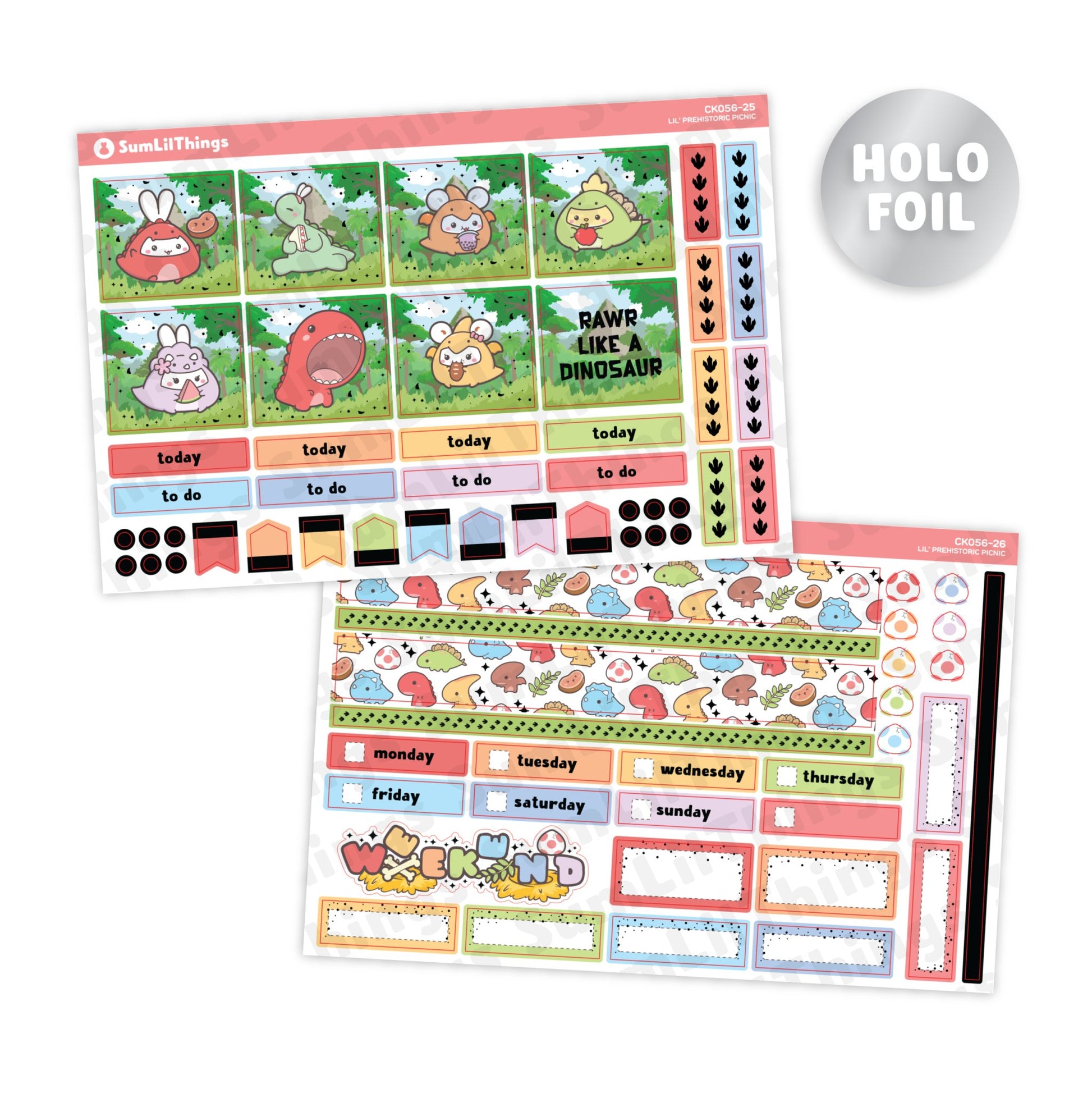 Hobonichi COUSIN - Lil' Dino Picnic- Holo Foil - SumLilThings