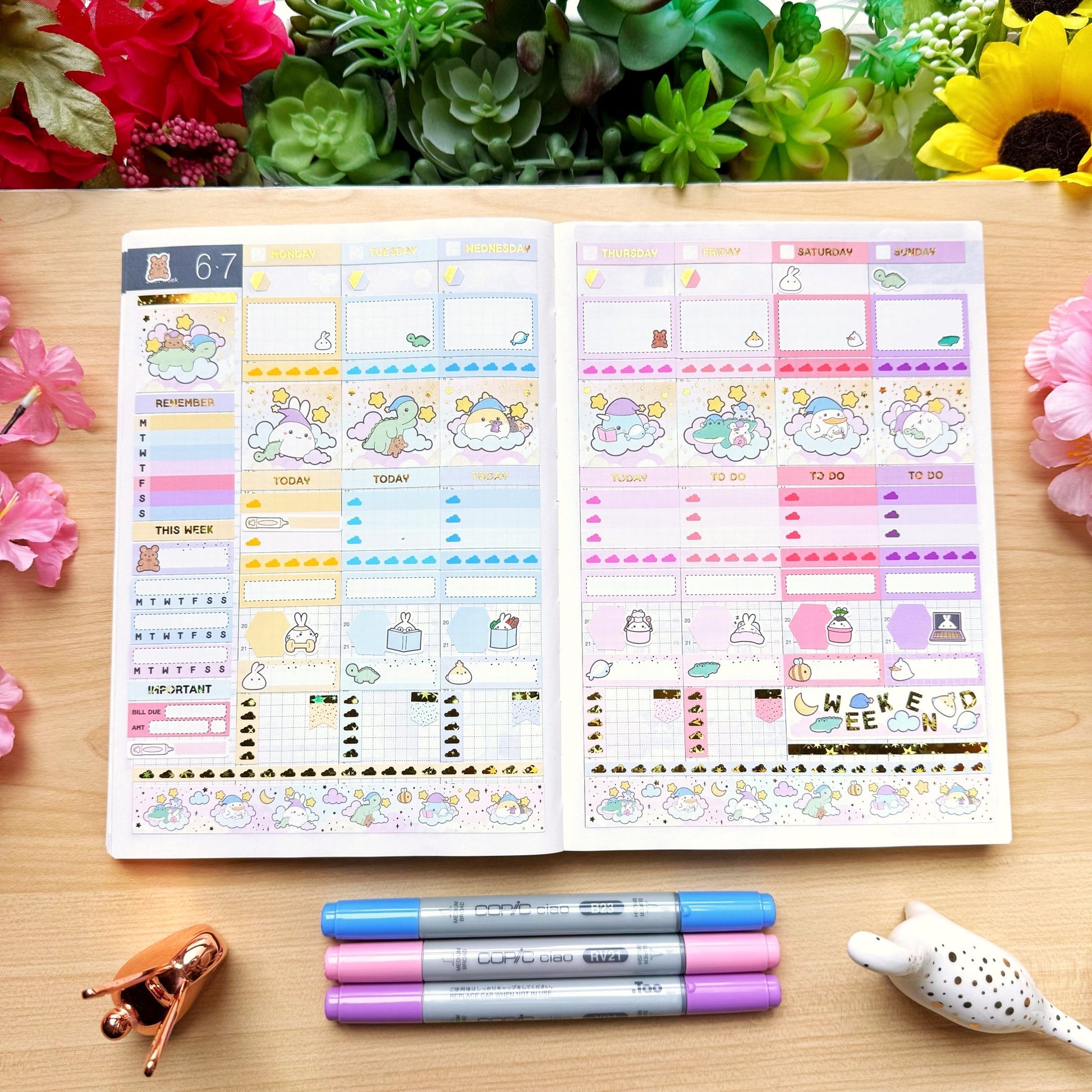 Hobonichi COUSIN - Lil' Fluff & Dreams - Gold Star Foil - SumLilThings
