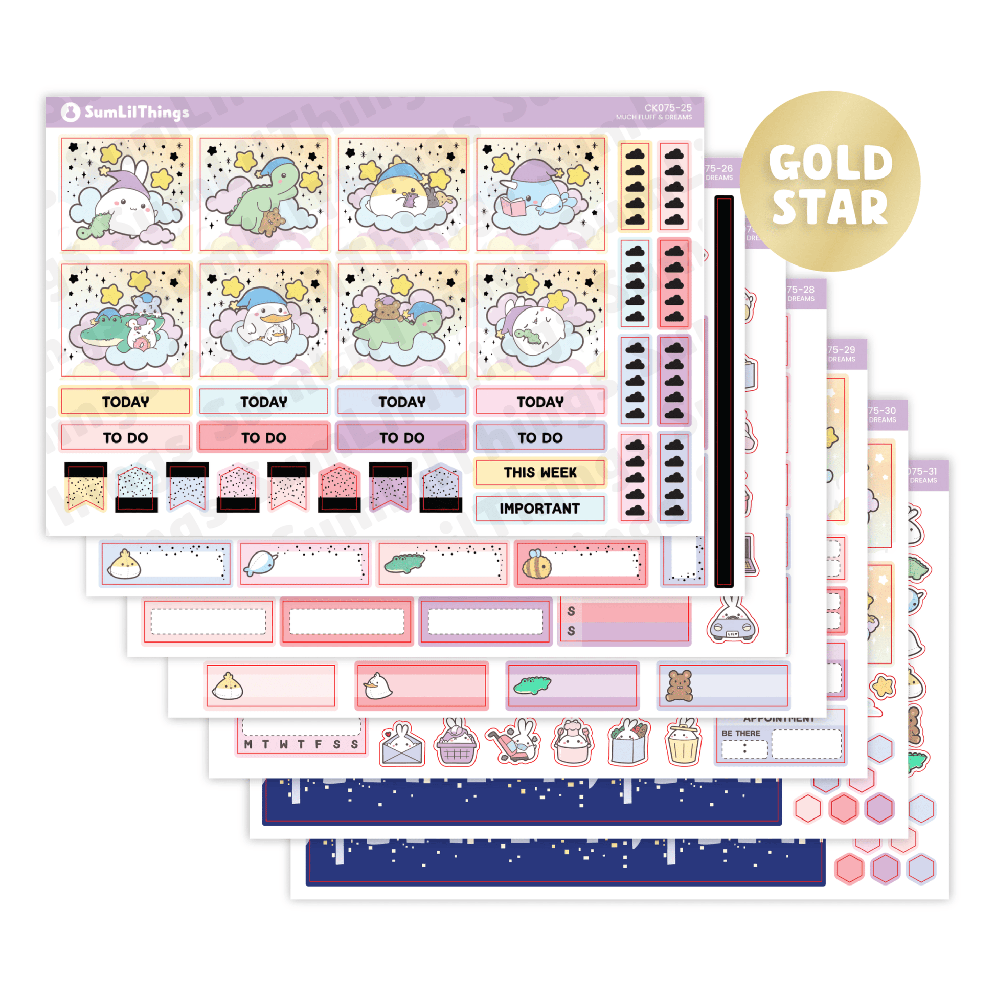 Hobonichi COUSIN - Lil' Fluff & Dreams - Gold Star Foil - SumLilThings