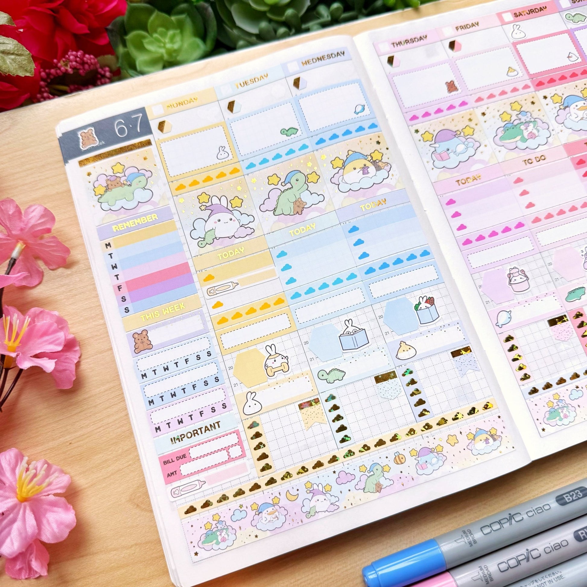 Hobonichi COUSIN - Lil' Fluff & Dreams - Gold Star Foil - SumLilThings