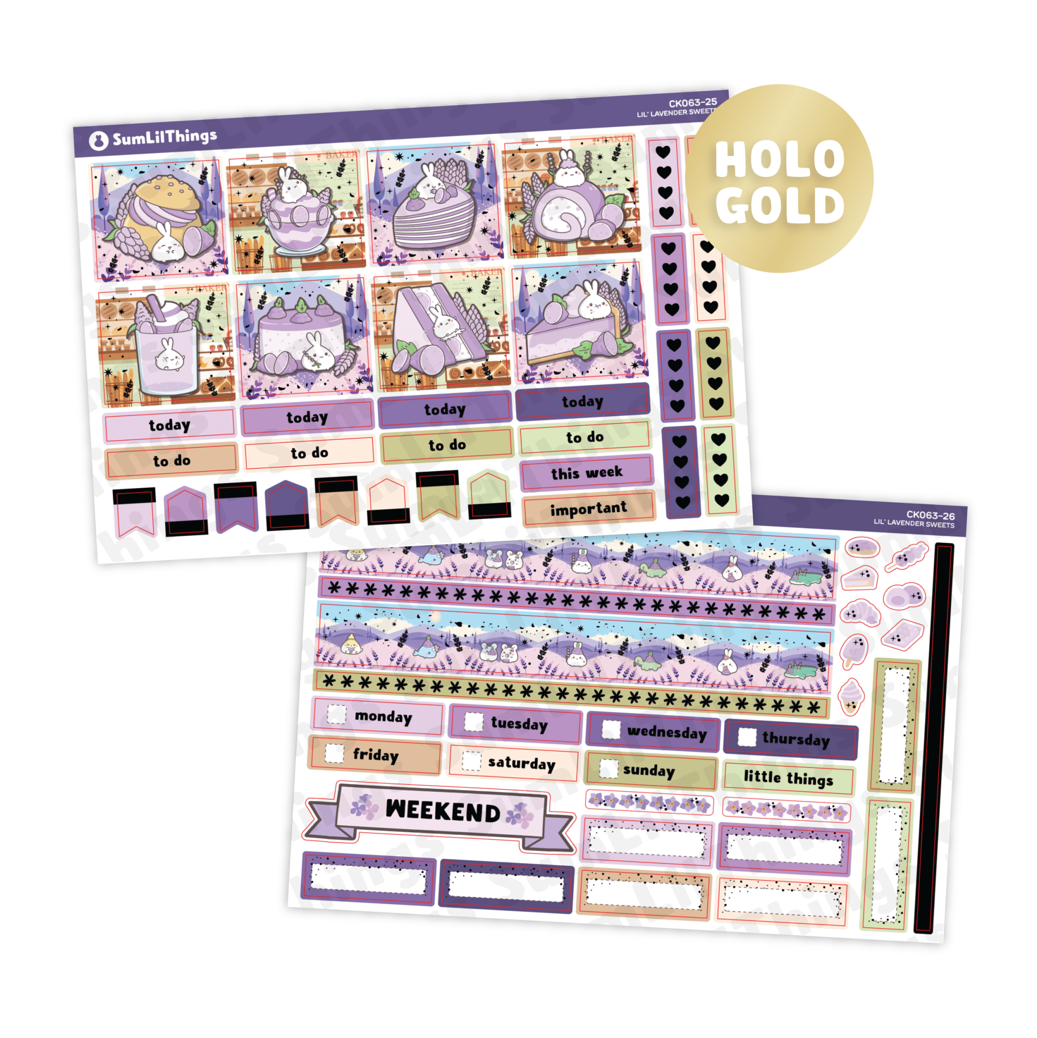 Hobonichi COUSIN - Lil' Lavender Sweets - Holo Gold Foil - SumLilThings