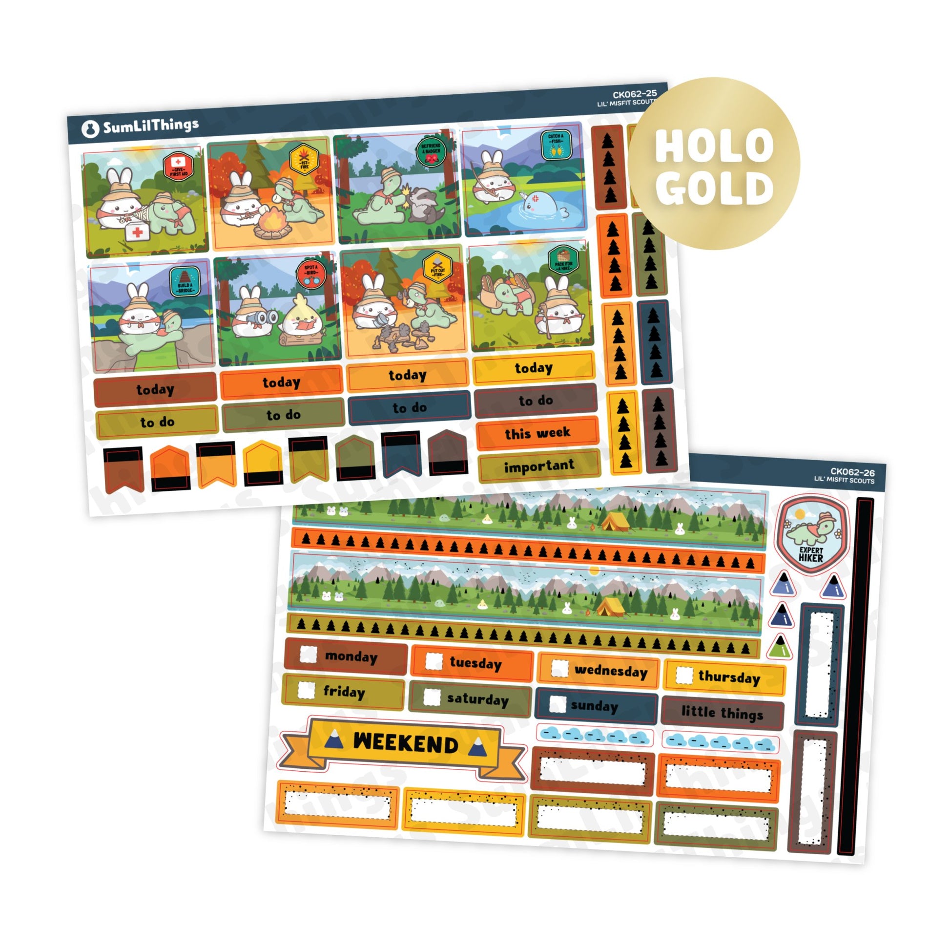 Hobonichi COUSIN - Lil' Misfit Camp - Holo Gold Foil - SumLilThings