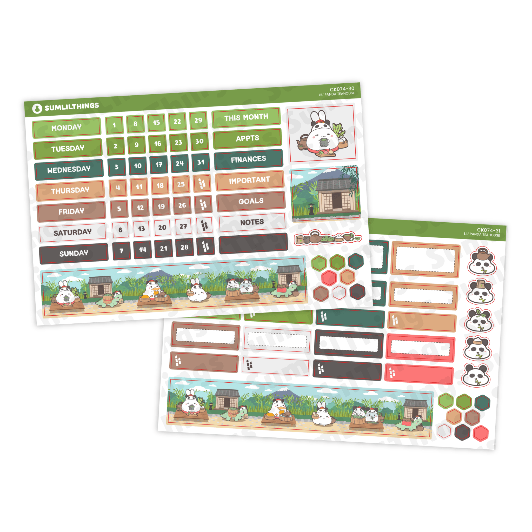 Hobonichi COUSIN - Lil' Panda Teahouse - Holo Foil - SumLilThings