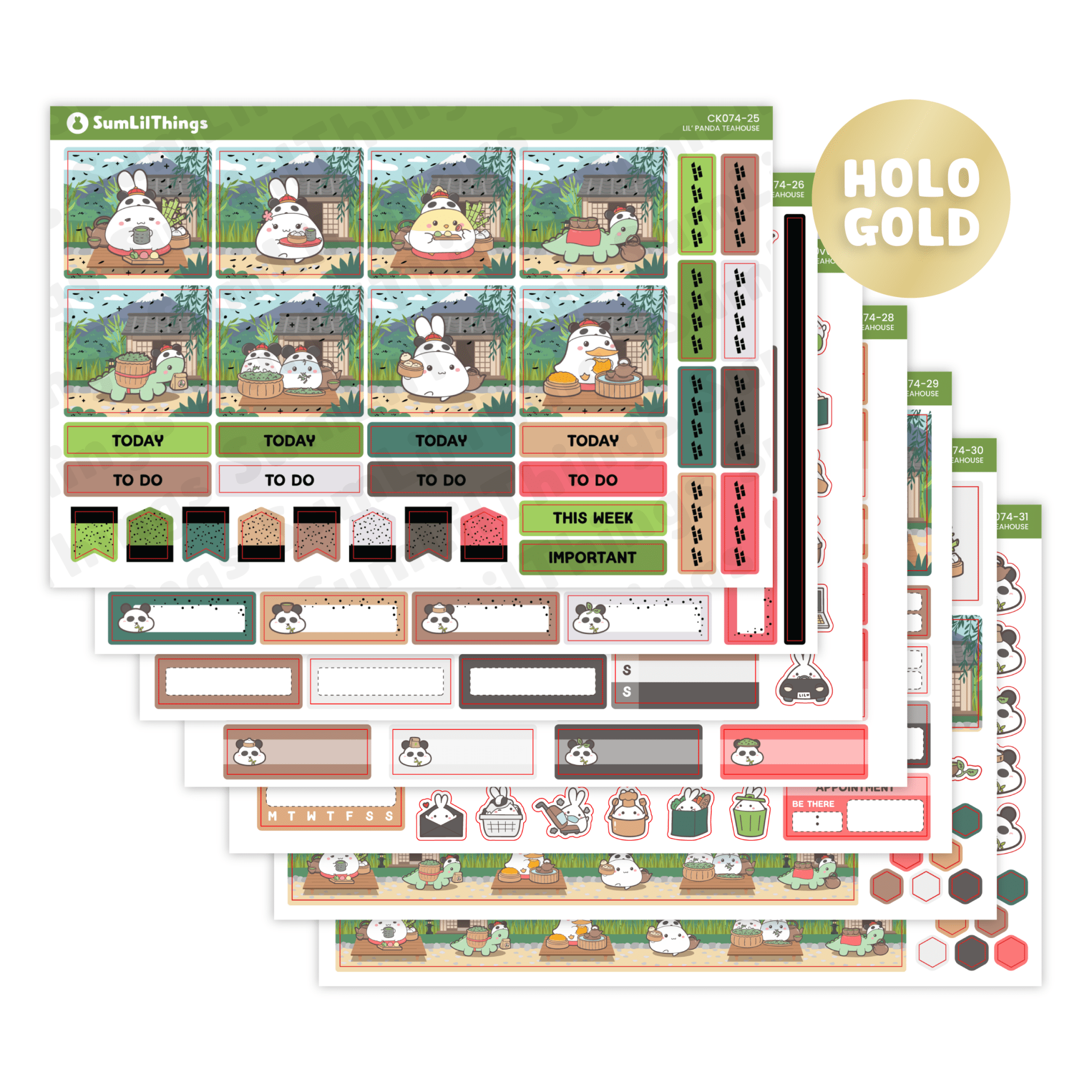 Hobonichi COUSIN - Lil' Panda Teahouse - Holo Foil - SumLilThings
