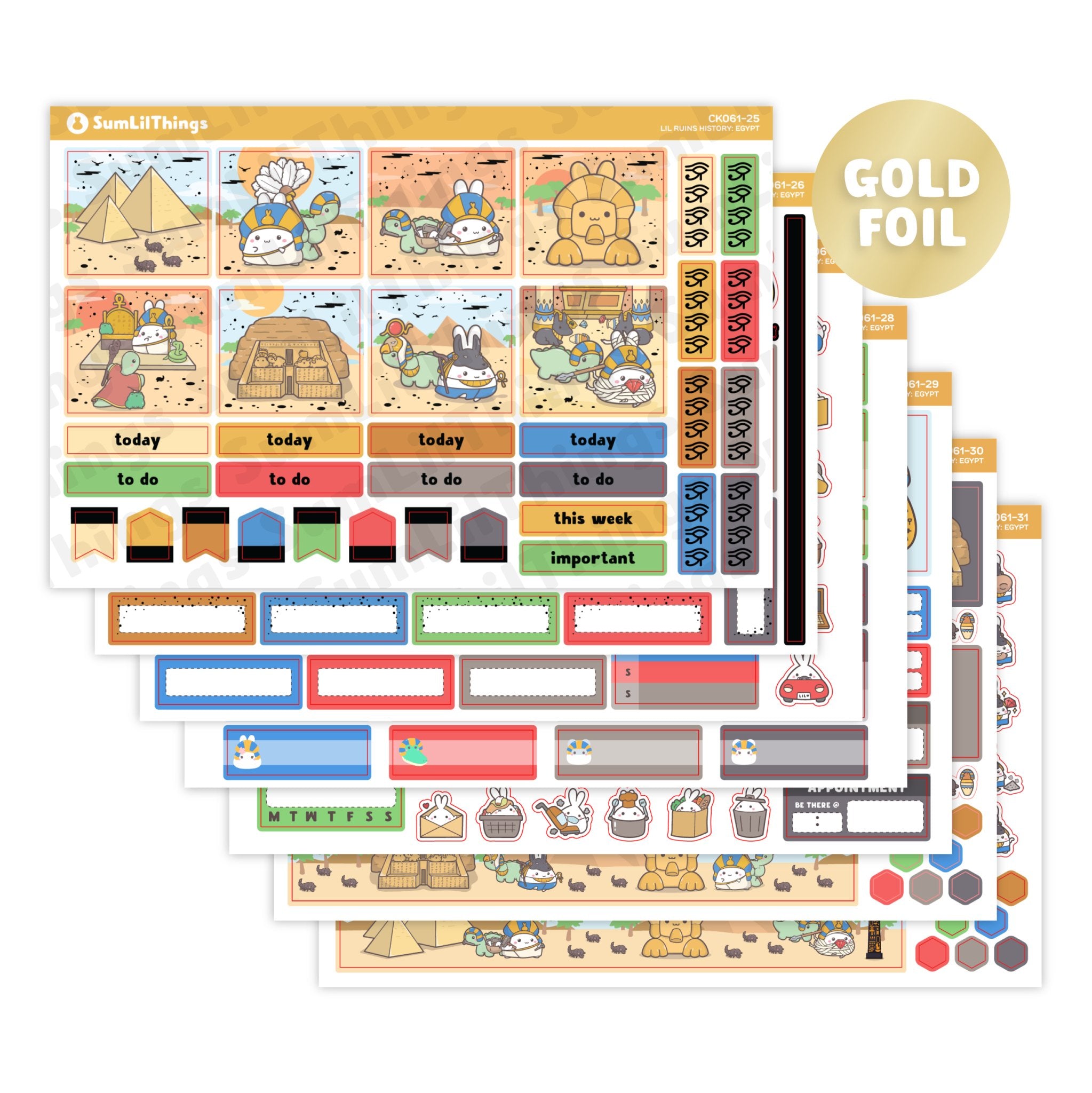 Hobonichi COUSIN - Lil Ruins History: Ancient Egypt - Gold Foil - SumLilThings