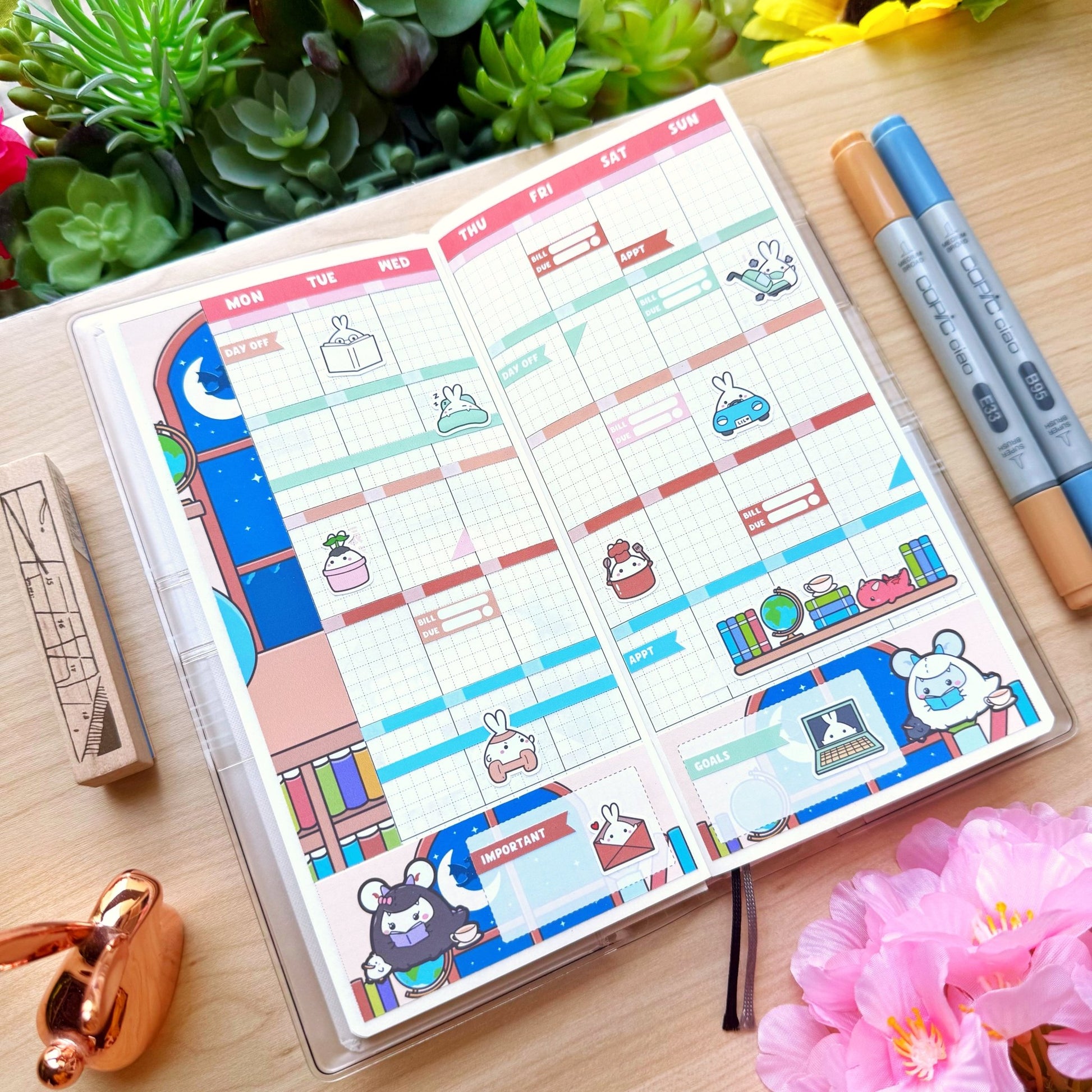 Hobonichi WEEKS - Books, Dragons & Tea - Gold Foil - SumLilThings