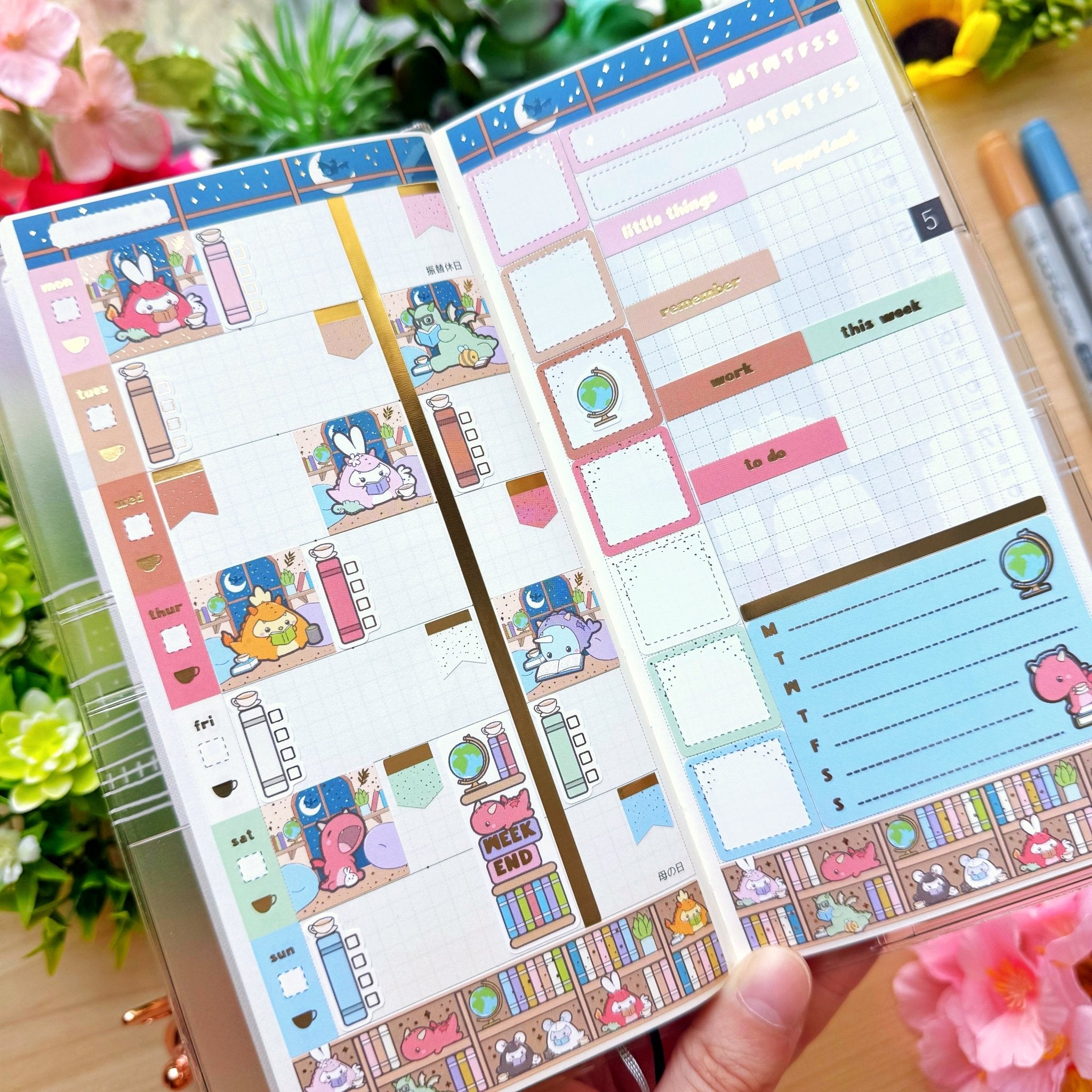 Hobonichi WEEKS - Books, Dragons & Tea - Gold Foil - SumLilThings