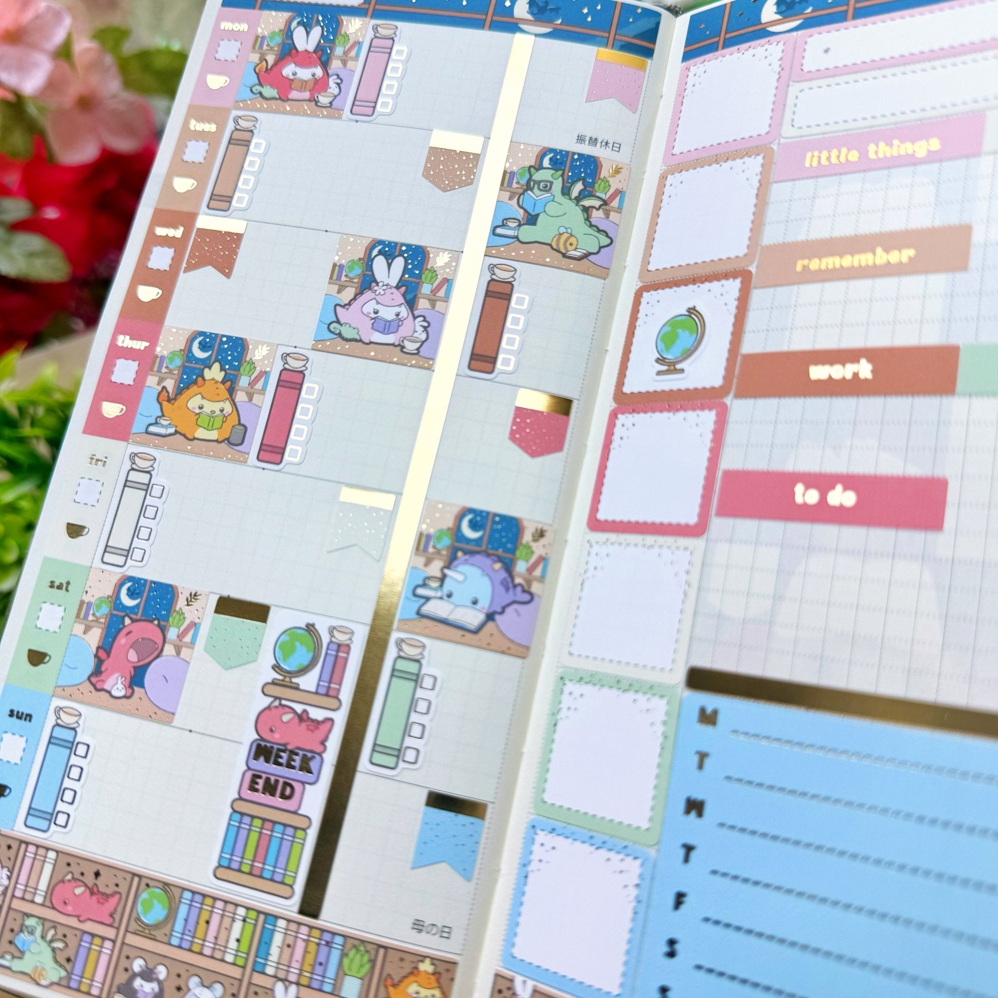 Hobonichi WEEKS - Books, Dragons & Tea - Gold Foil - SumLilThings