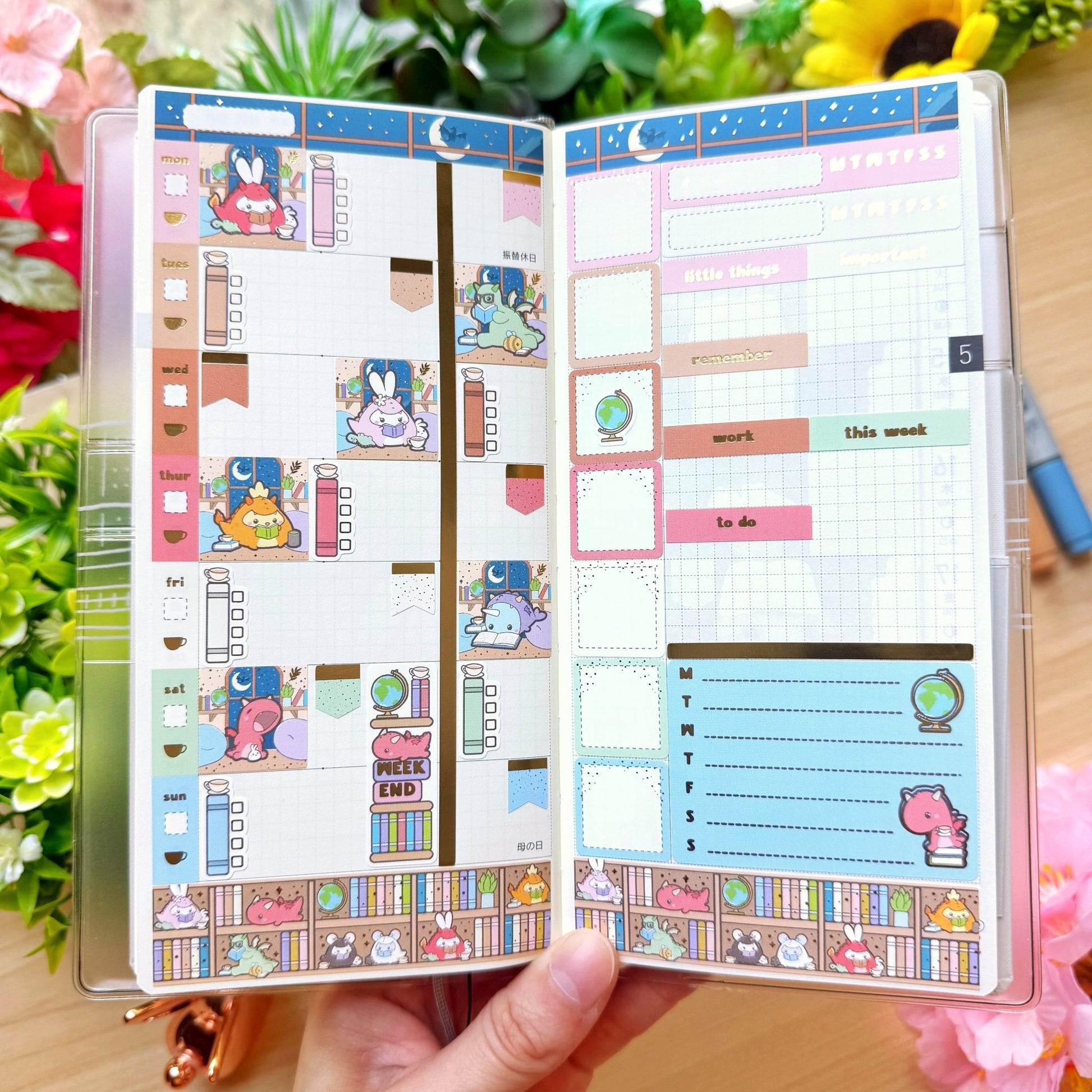 Hobonichi WEEKS - Books, Dragons & Tea - Gold Foil - SumLilThings