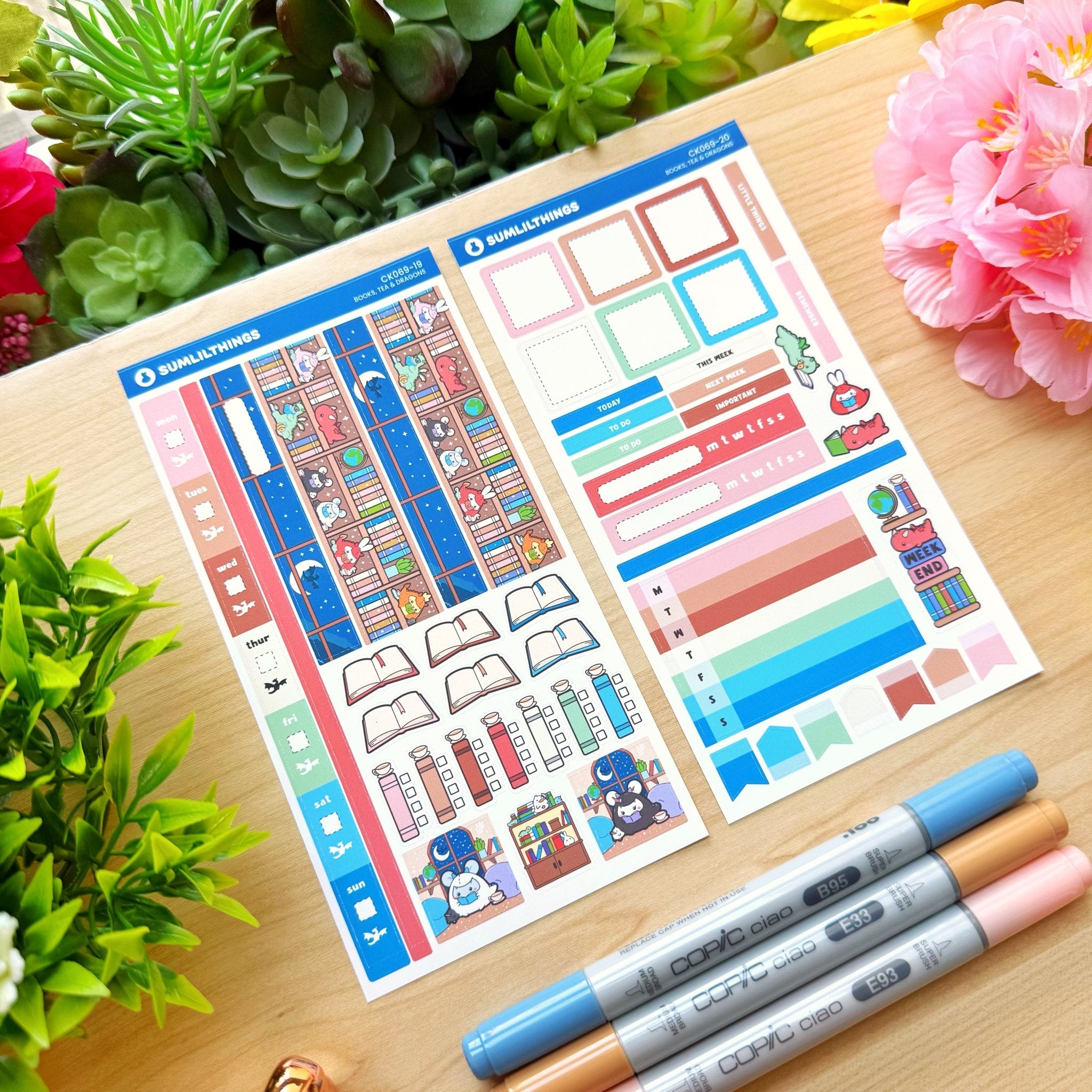 Hobonichi WEEKS - Books, Dragons & Tea - Gold Foil - SumLilThings