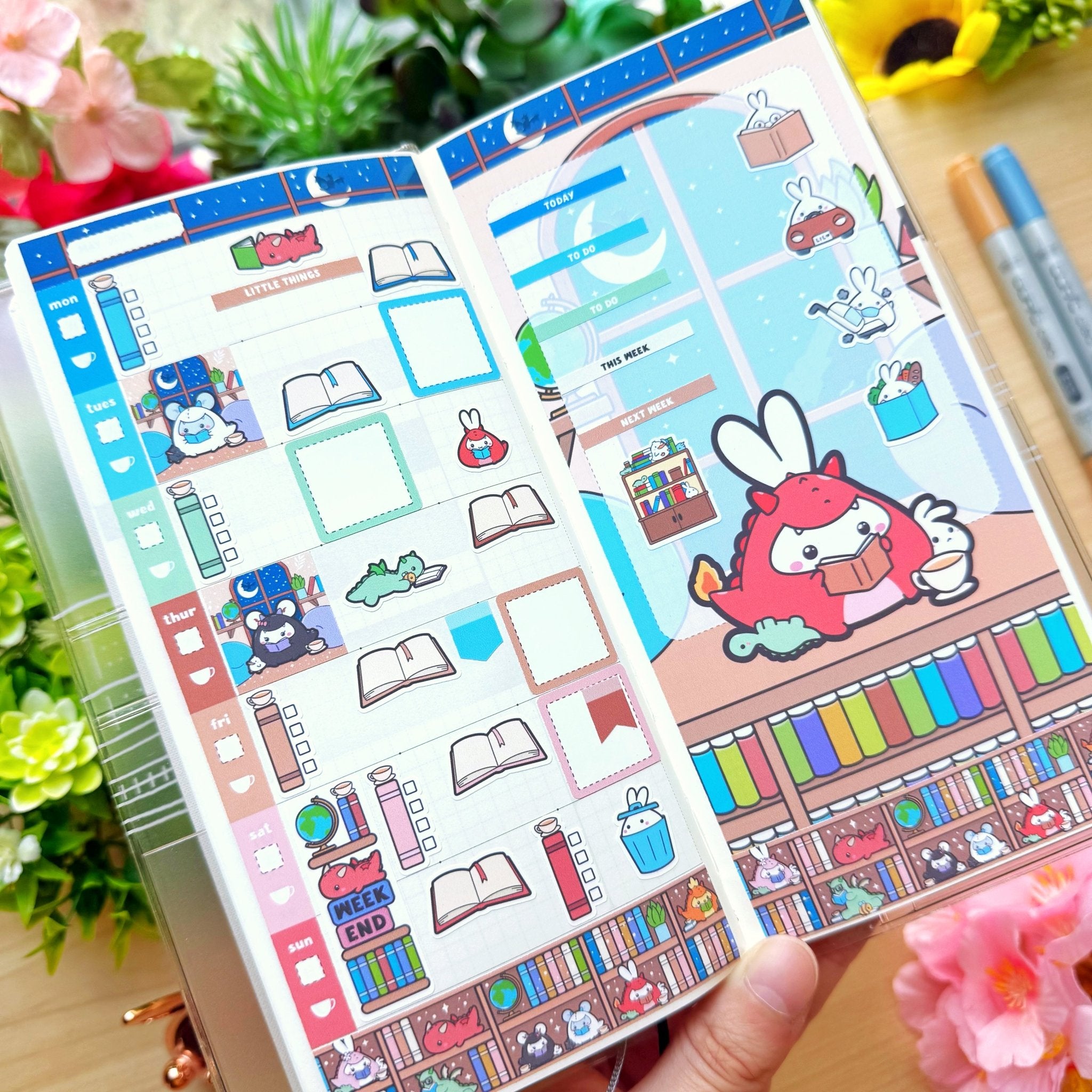 Hobonichi WEEKS - Books, Dragons & Tea - Gold Foil - SumLilThings