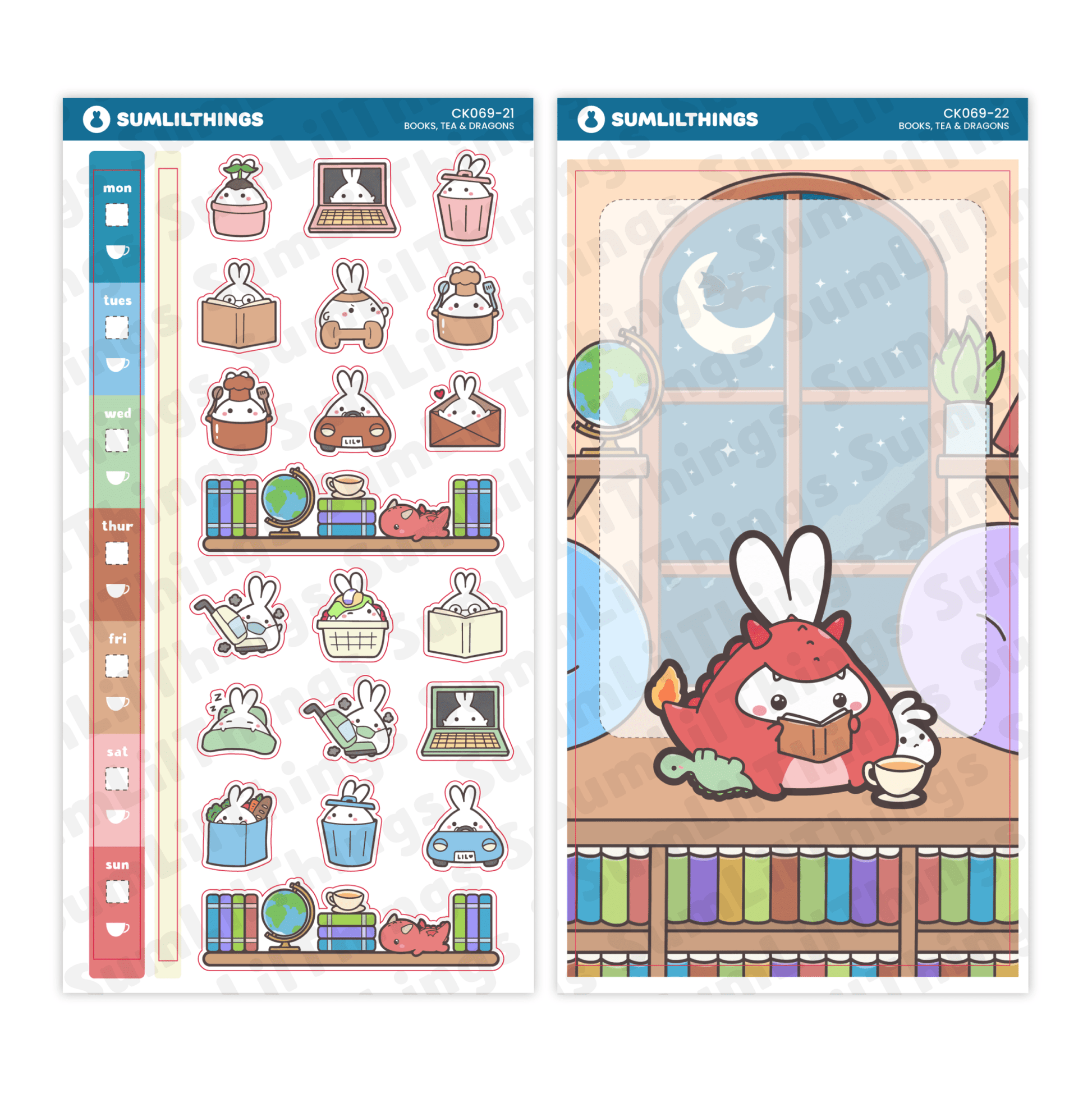 Hobonichi WEEKS - Books, Dragons & Tea - Gold Foil - SumLilThings