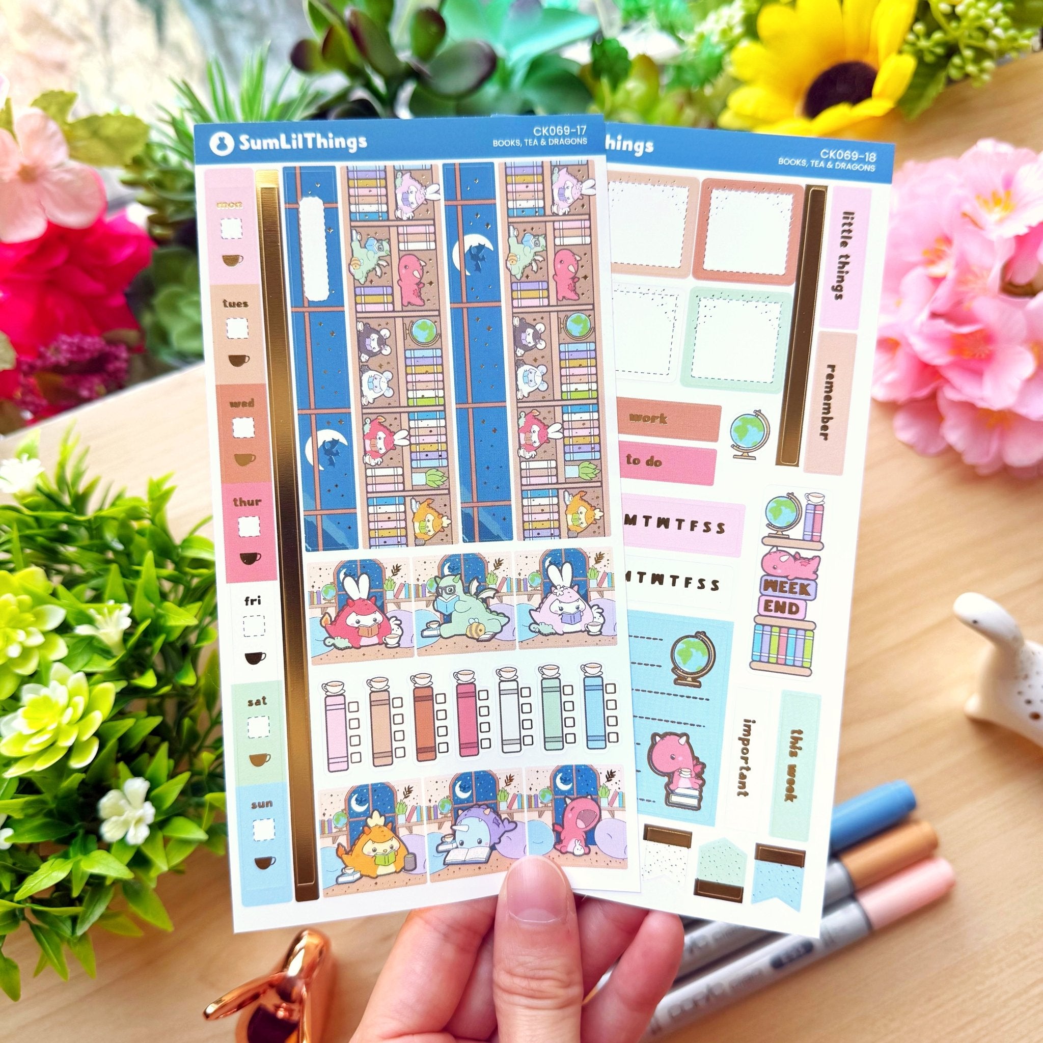 Hobonichi WEEKS - Books, Dragons & Tea - Gold Foil - SumLilThings