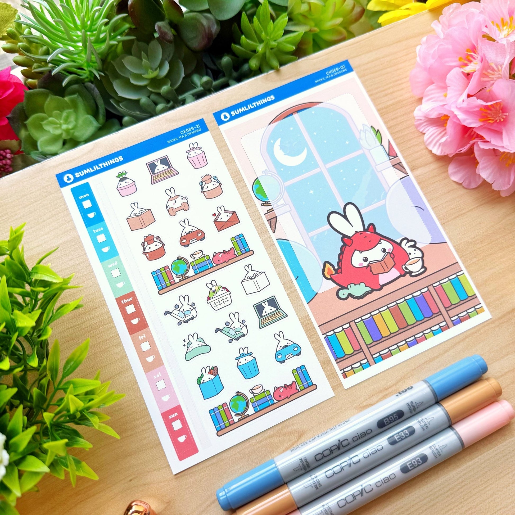 Hobonichi WEEKS - Books, Dragons & Tea - Gold Foil - SumLilThings