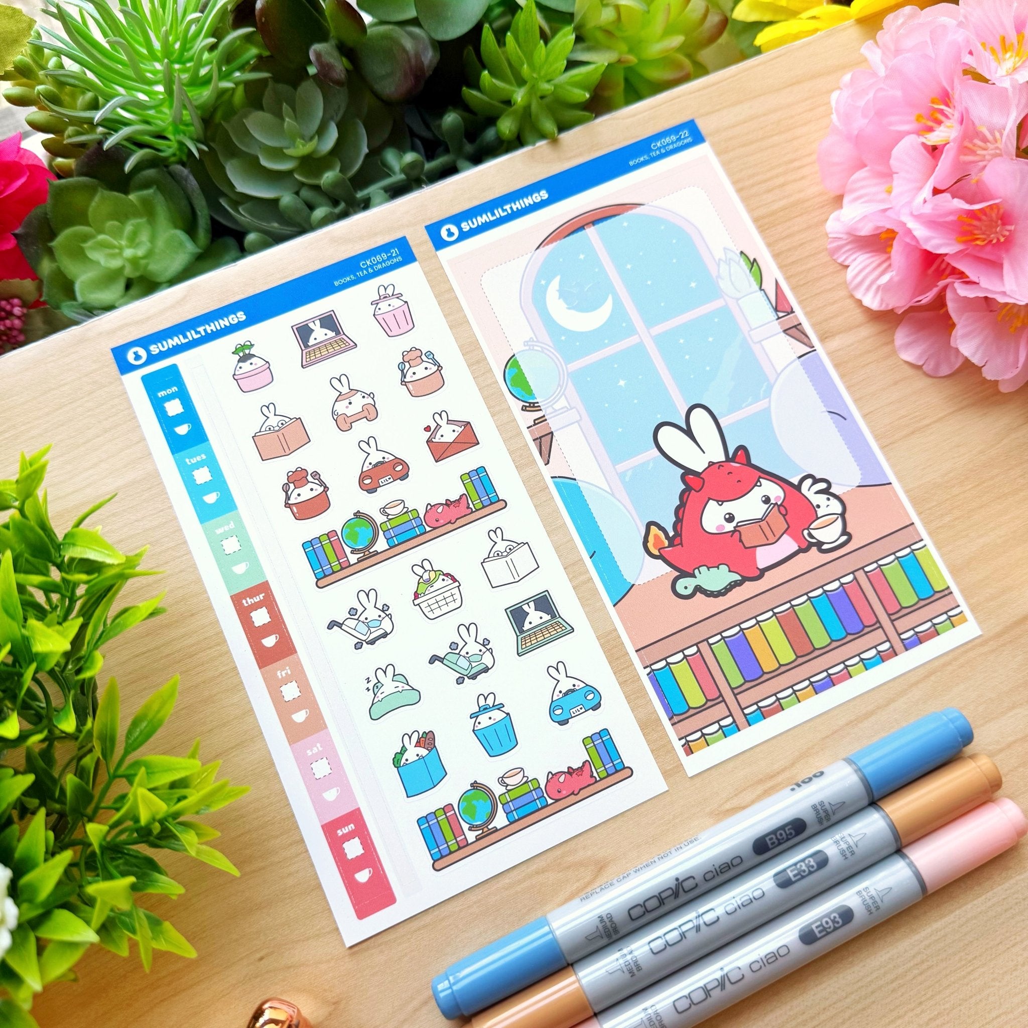 Hobonichi WEEKS - Books, Dragons & Tea - Gold Foil - SumLilThings