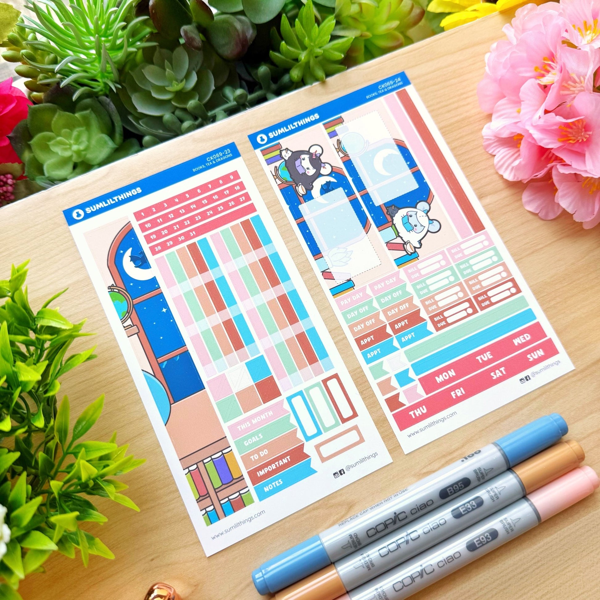 Hobonichi WEEKS - Books, Dragons & Tea - Gold Foil - SumLilThings