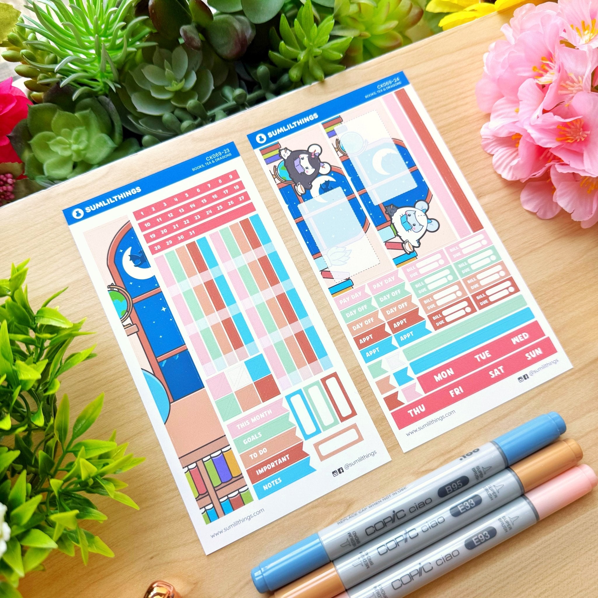 Hobonichi WEEKS - Books, Dragons & Tea - Gold Foil - SumLilThings