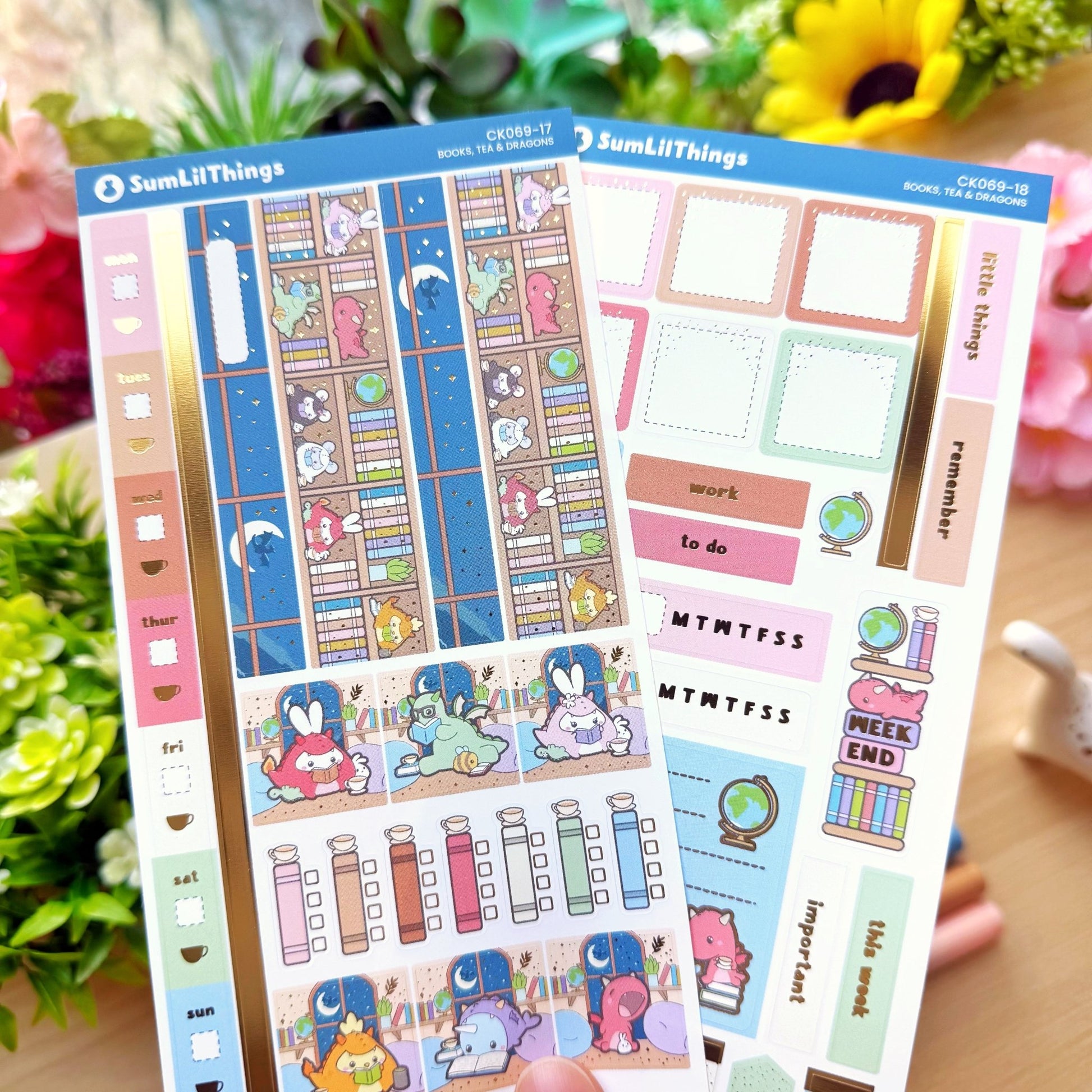 Hobonichi WEEKS - Books, Dragons & Tea - Gold Foil - SumLilThings