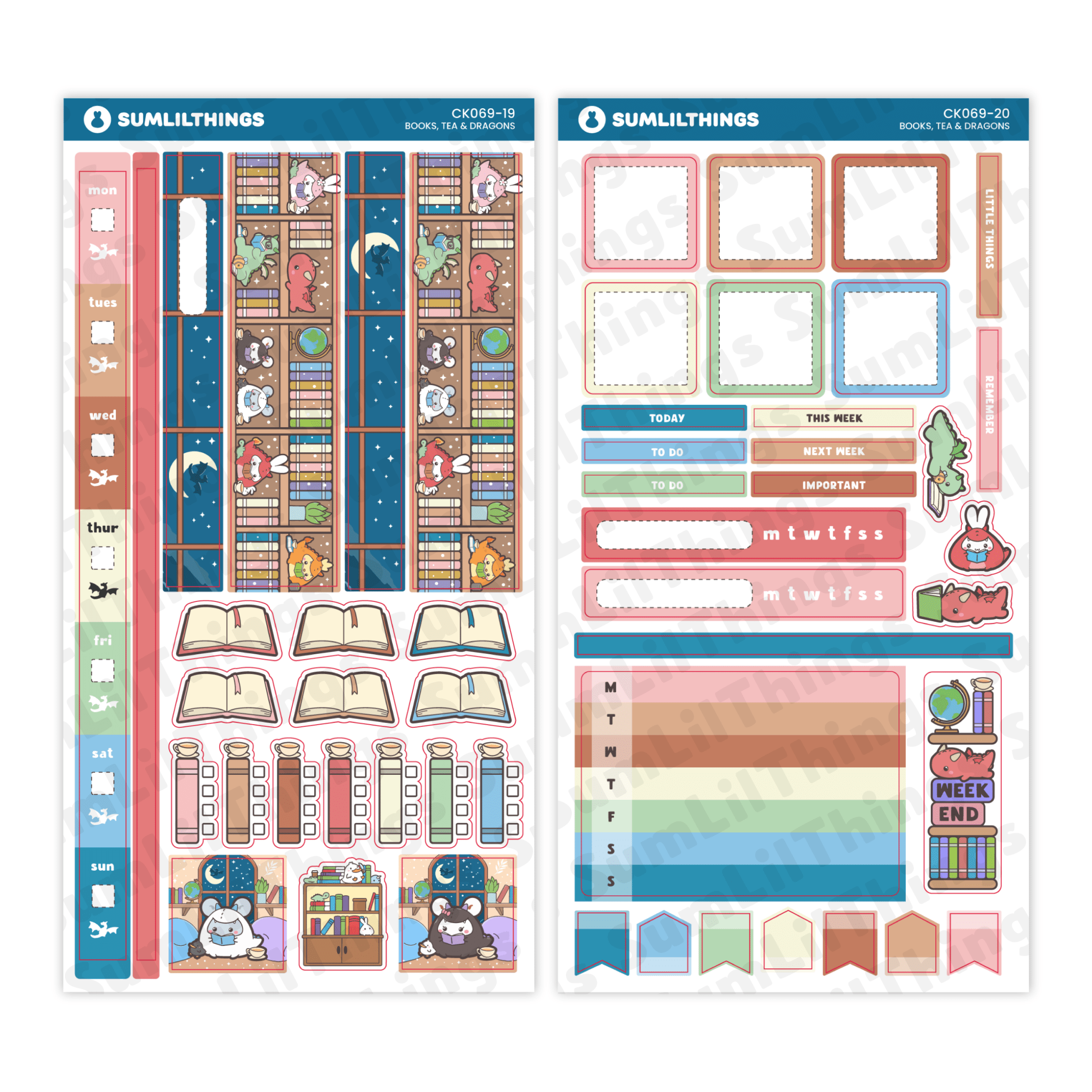 Hobonichi WEEKS - Books, Dragons & Tea - Gold Foil - SumLilThings