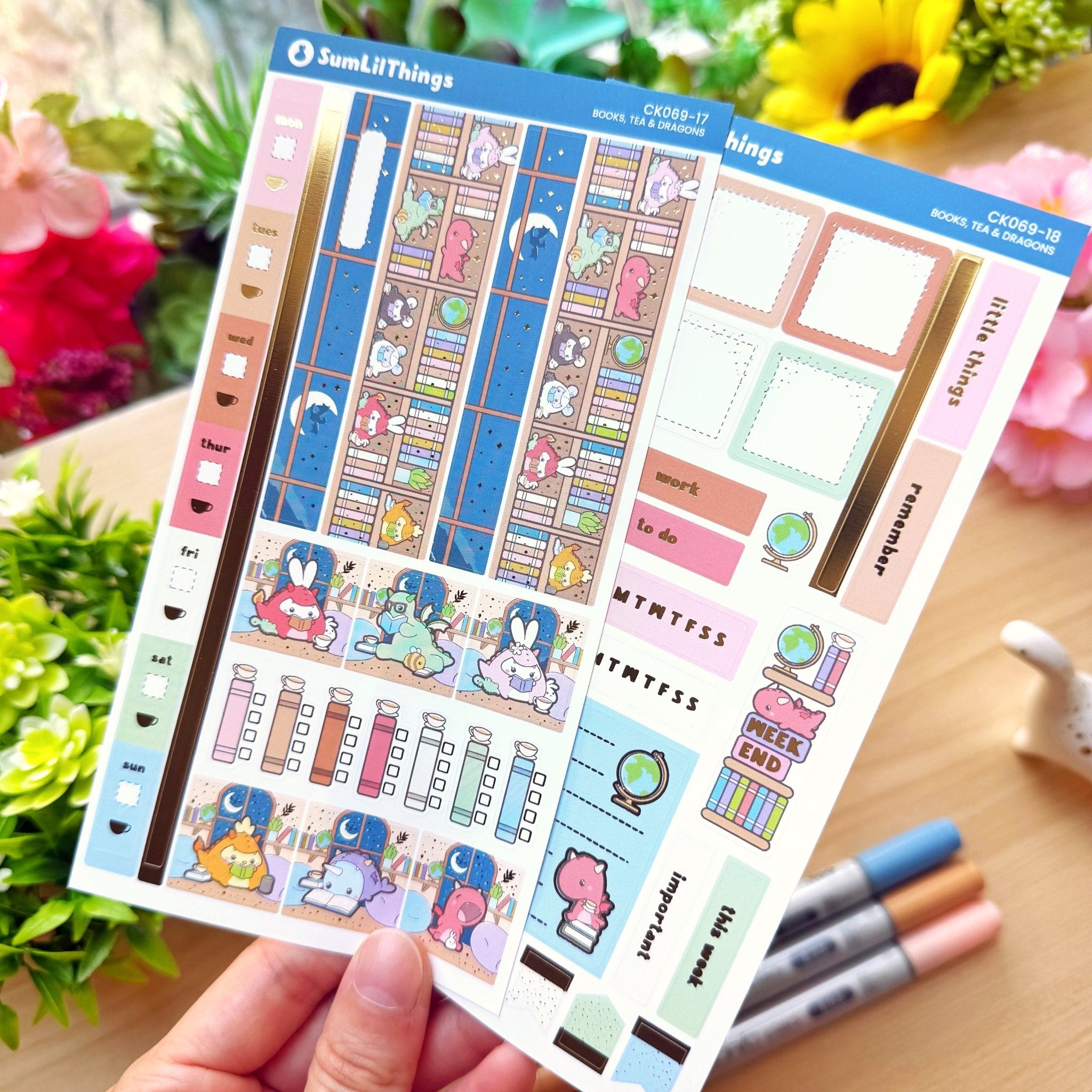 Hobonichi WEEKS - Books, Dragons & Tea - Gold Foil - SumLilThings