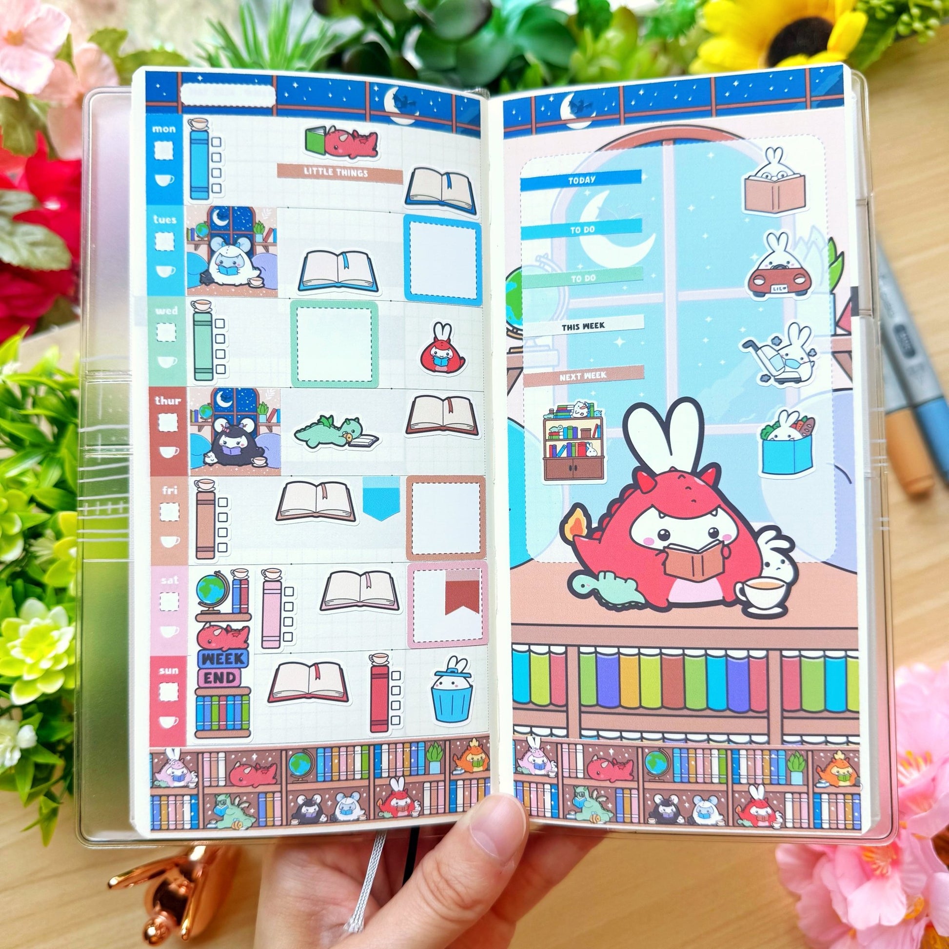 Hobonichi WEEKS - Books, Dragons & Tea - Gold Foil - SumLilThings