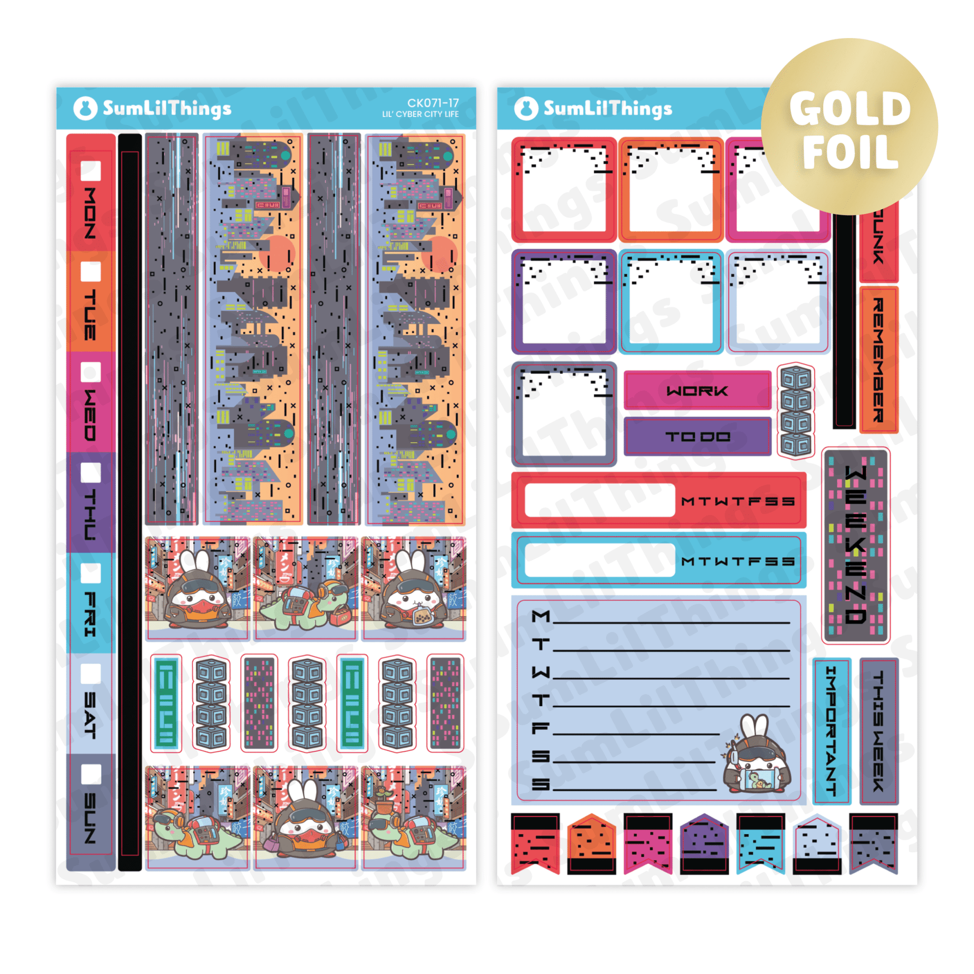 Hobonichi WEEKS - Lil' Cyber City Life - Holo Gold Foil - SumLilThings