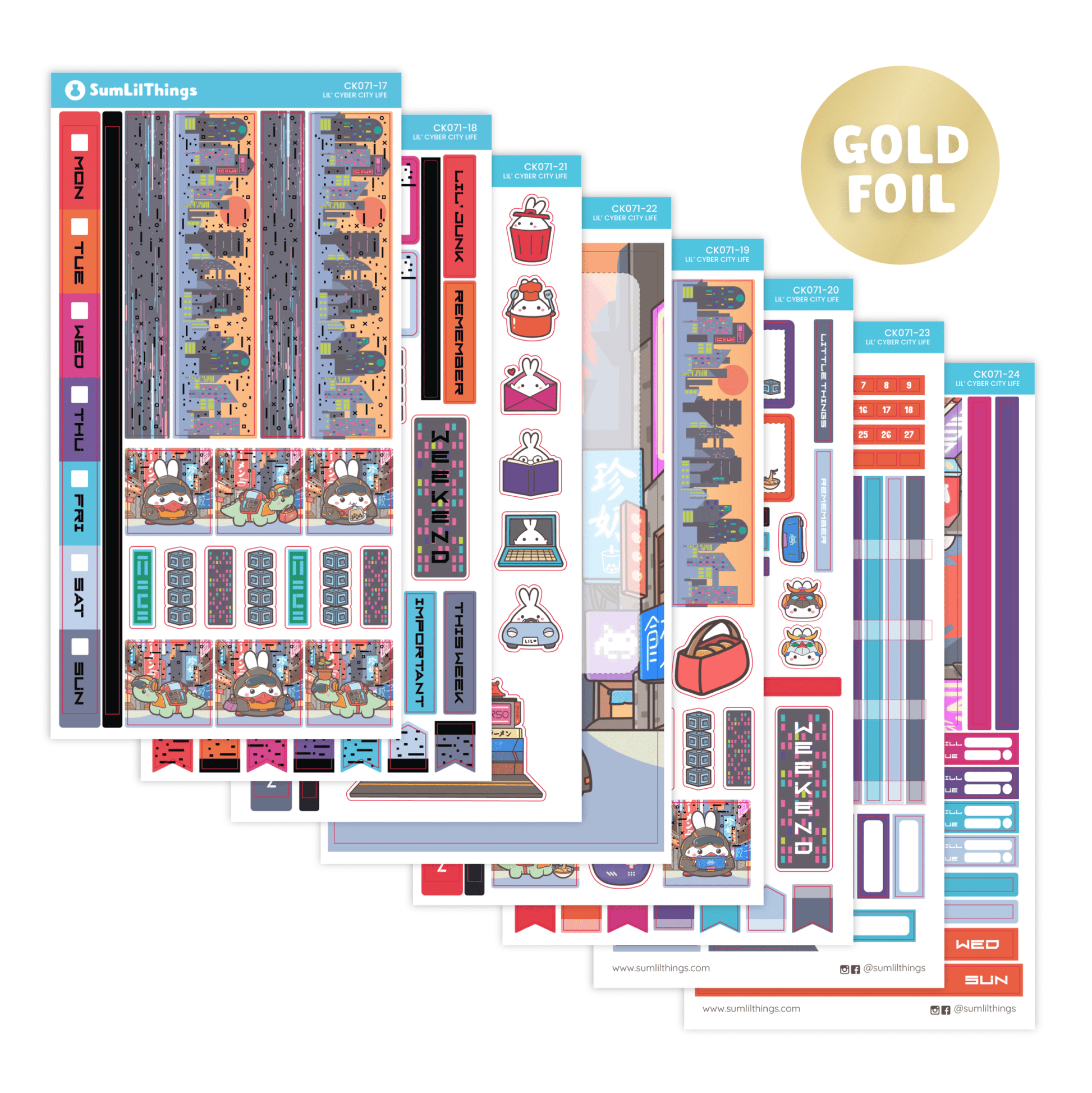 Hobonichi WEEKS - Lil' Cyber City Life - Holo Gold Foil - SumLilThings