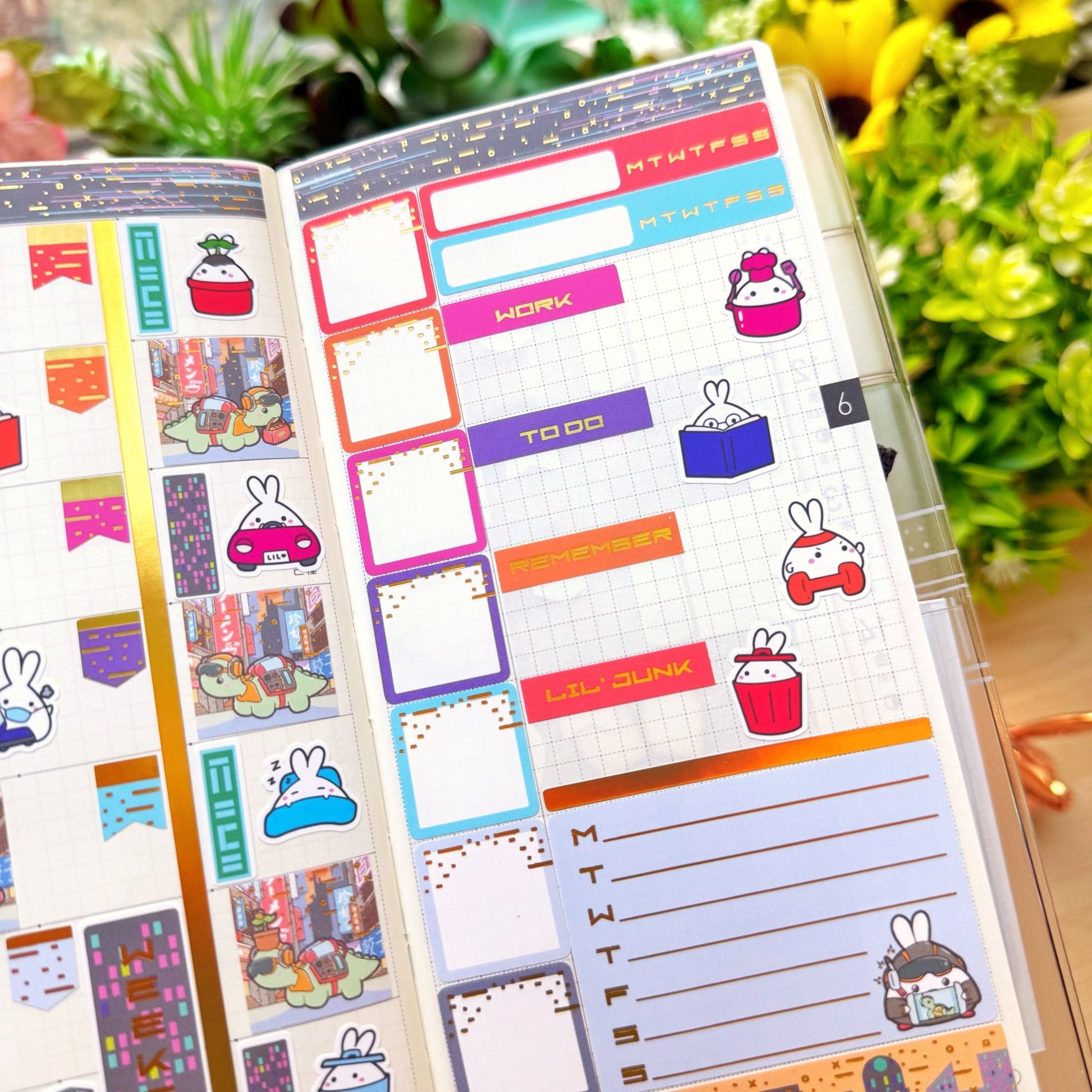 Hobonichi WEEKS - Lil' Cyber City Life - Holo Gold Foil - SumLilThings