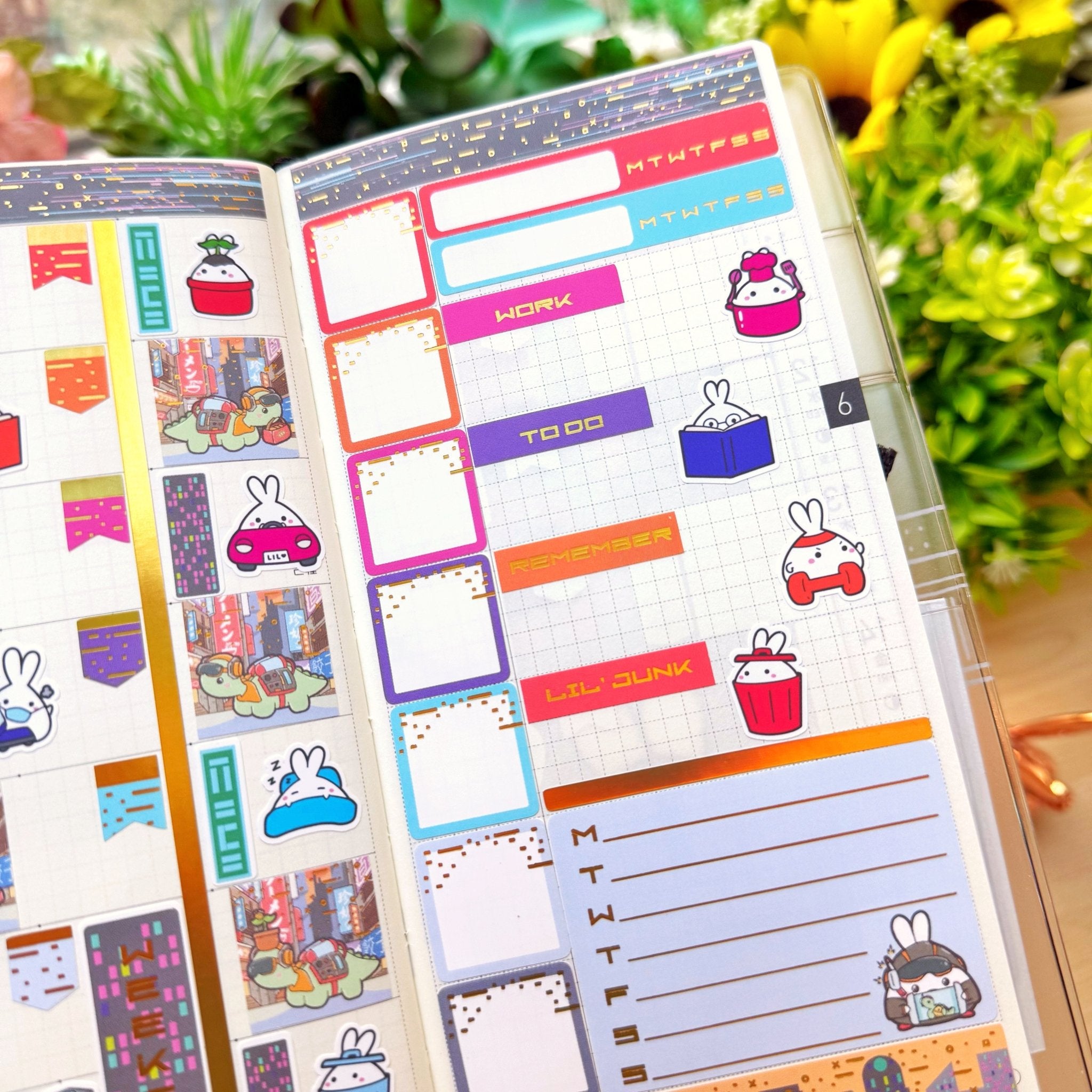 Hobonichi WEEKS - Lil&#39; Cyber City Life - Holo Gold Foil - SumLilThings