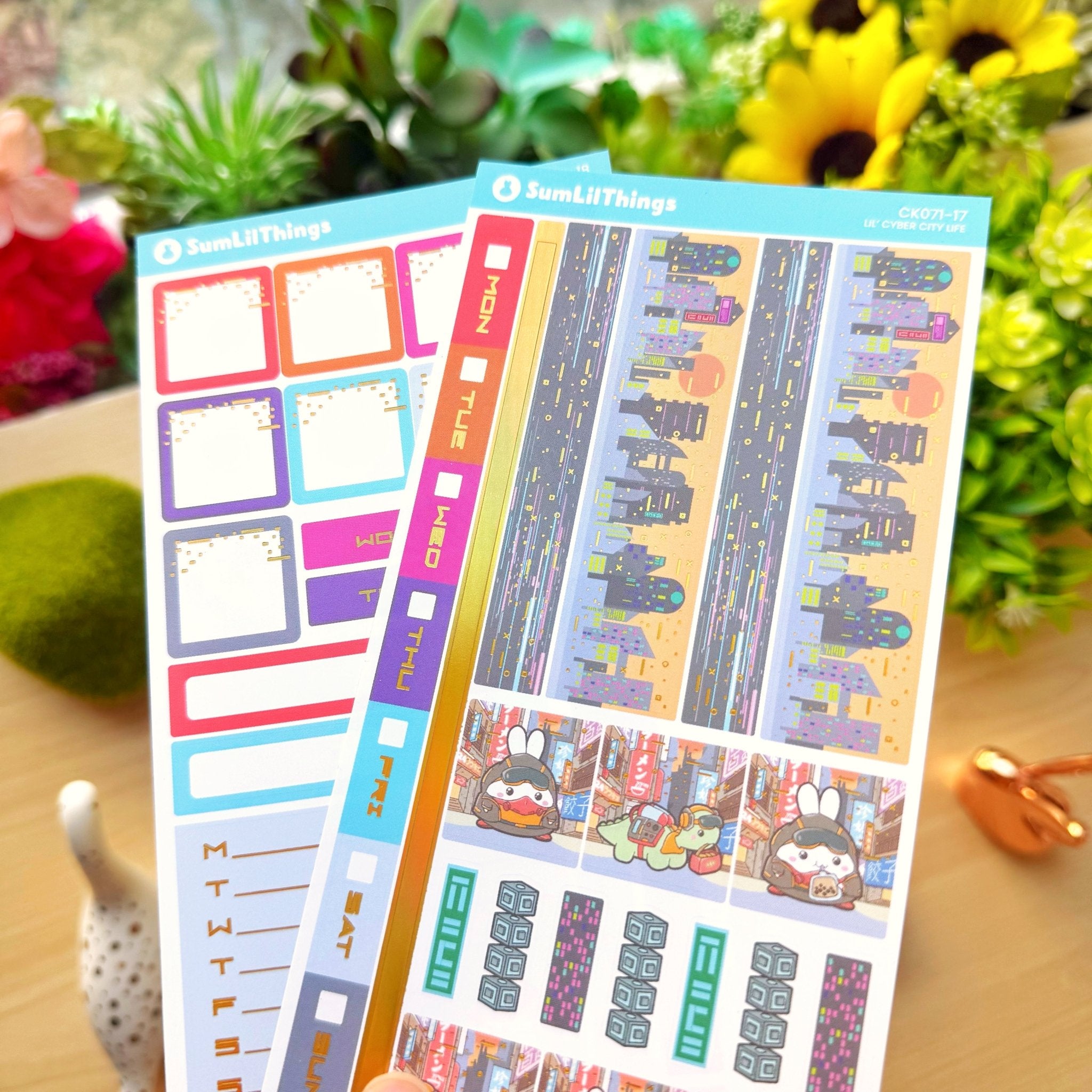 Hobonichi WEEKS - Lil&#39; Cyber City Life - Holo Gold Foil - SumLilThings
