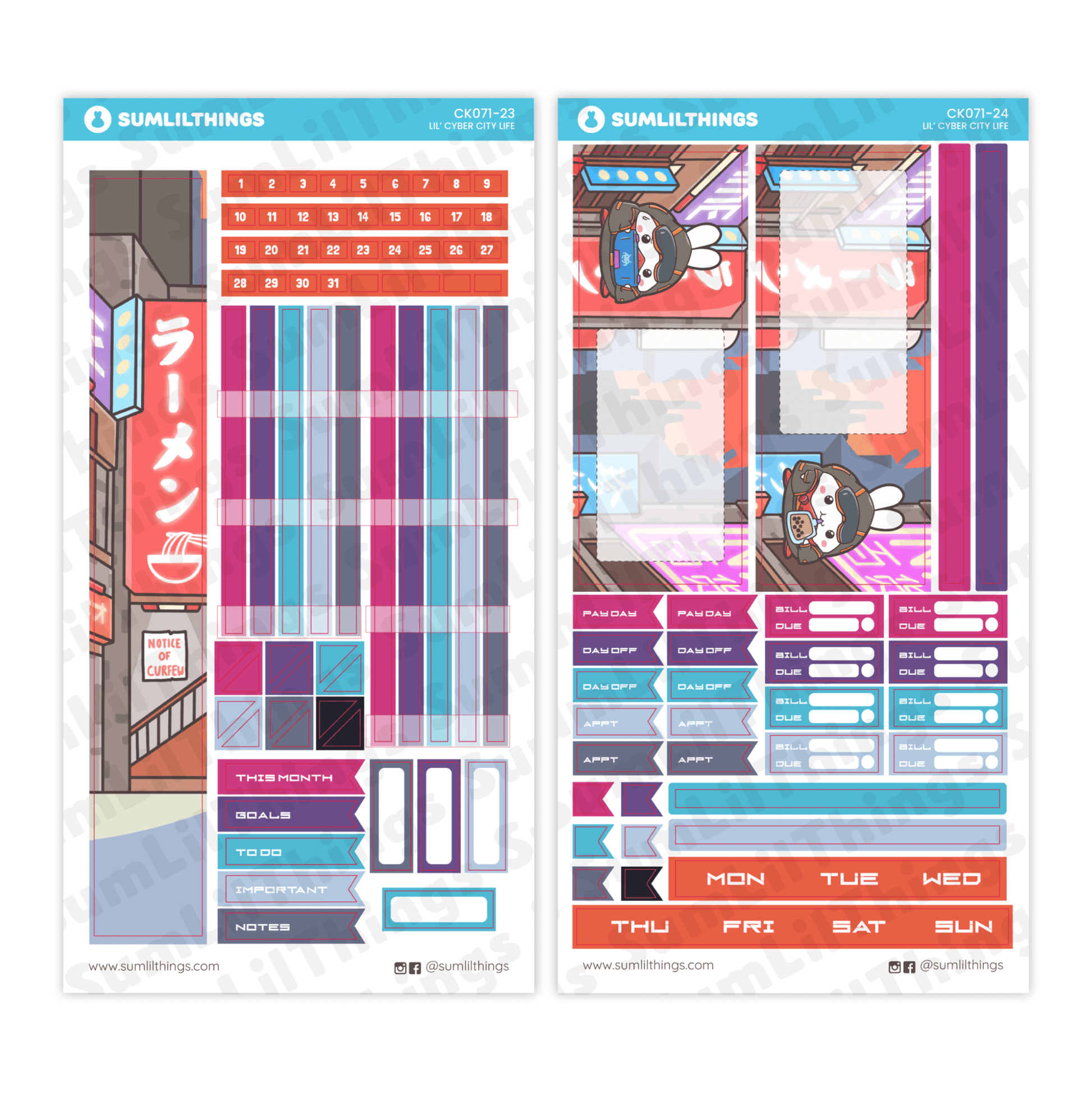 Hobonichi WEEKS - Lil' Cyber City Life - Holo Gold Foil - SumLilThings