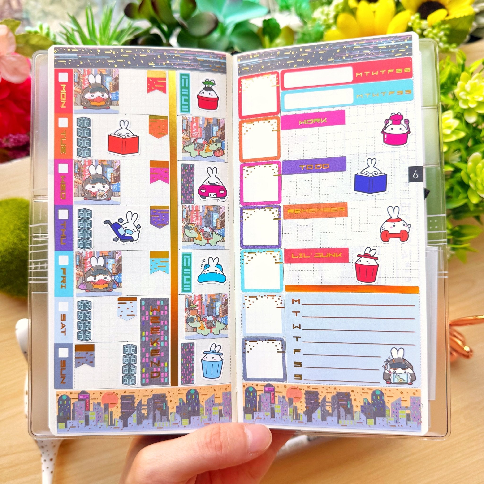 Hobonichi WEEKS - Lil&#39; Cyber City Life - Holo Gold Foil - SumLilThings